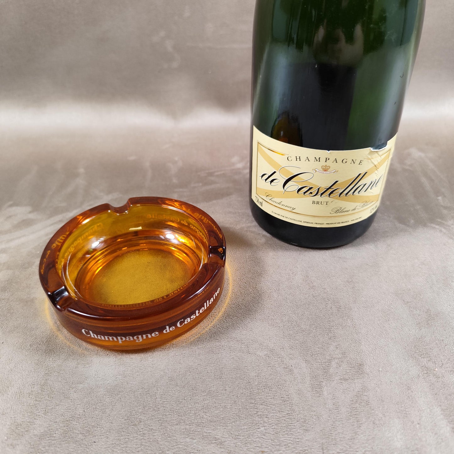 Cendrier Publicitaire Champagne De Castelanne en verre Made in France Vintage 1970