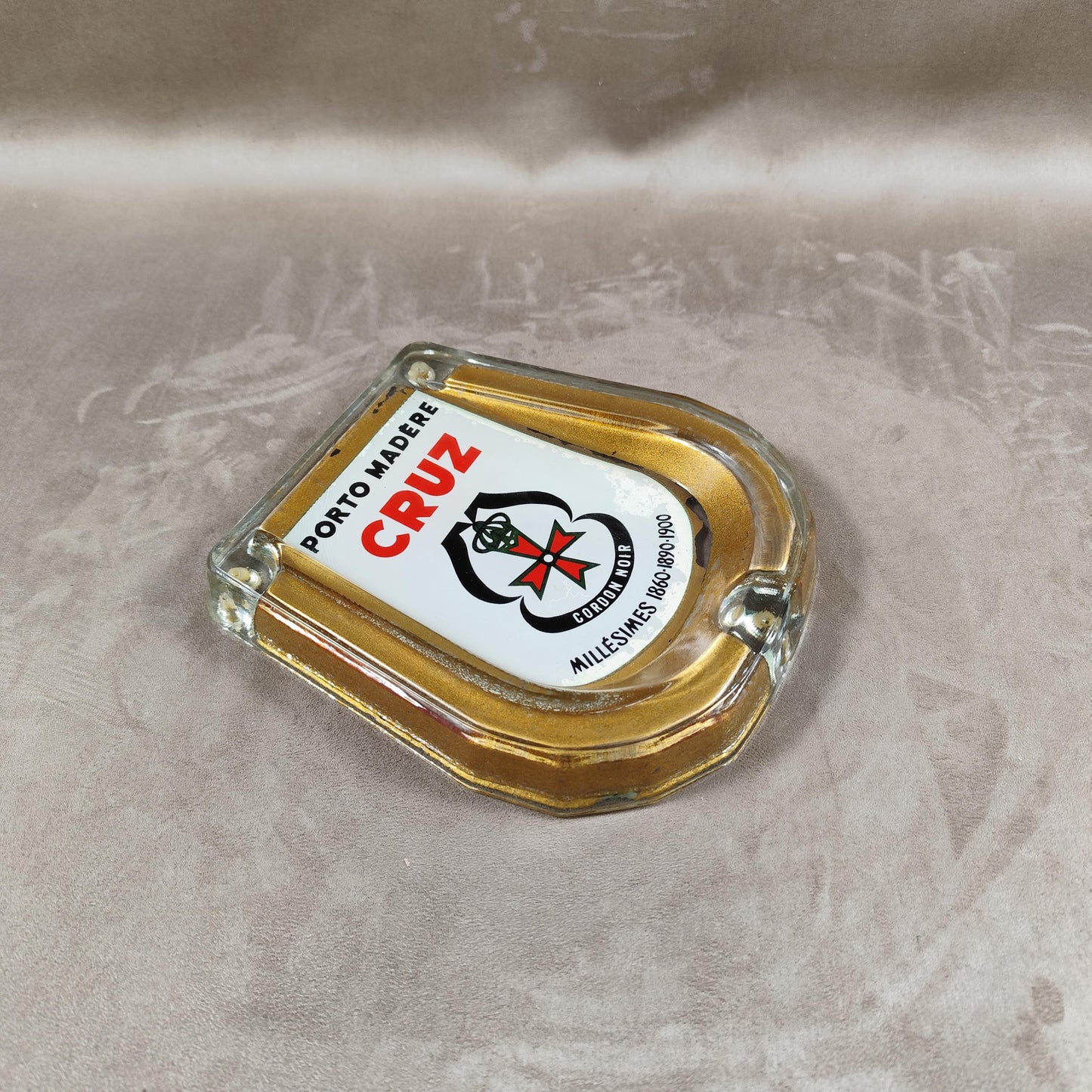 Cendrier Publicitaire Porto Cruz en verre Made in France Vintage 1970