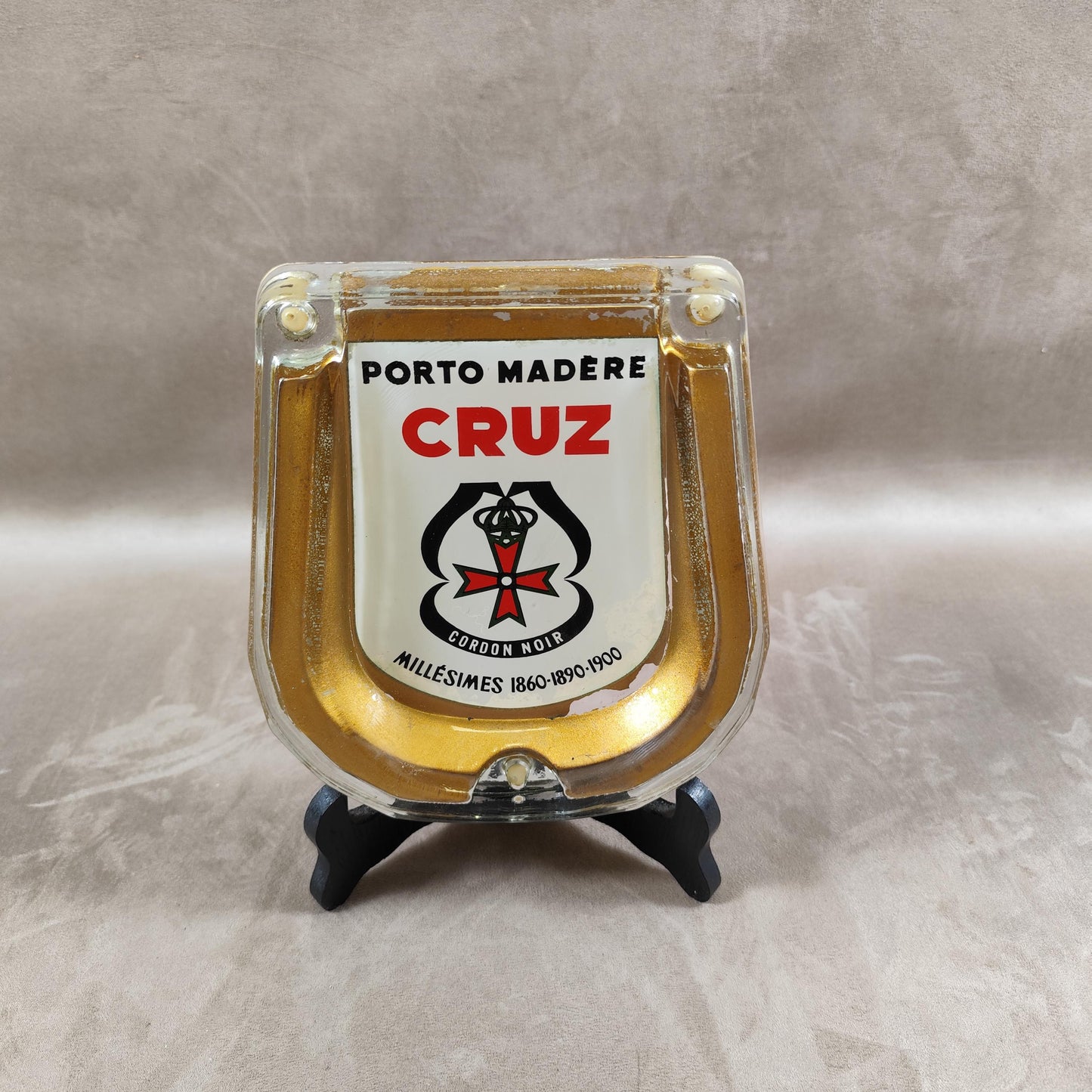 Cendrier Publicitaire Porto Cruz en verre Made in France Vintage 1970