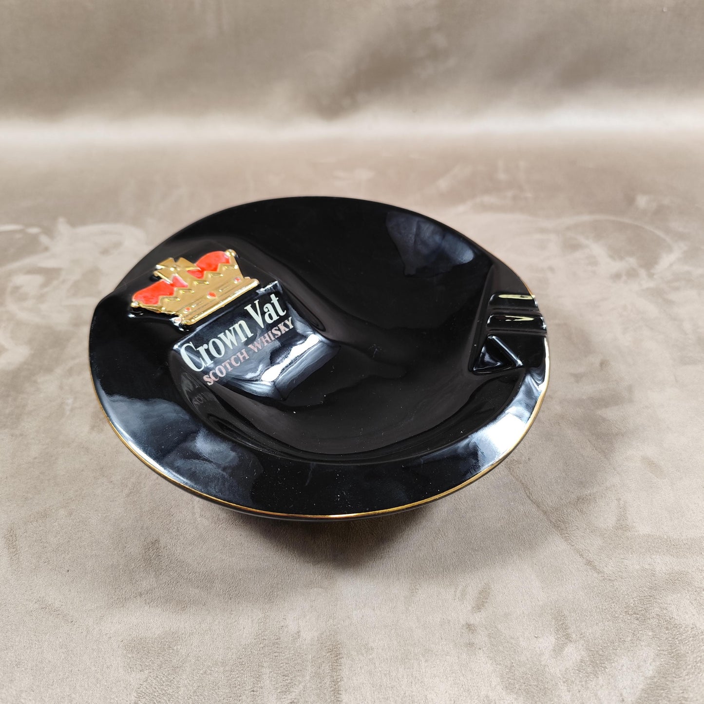 Cendrier Publicitaire Crown Vat Scotch Whisky par Porceram Made in France Vintage 1970