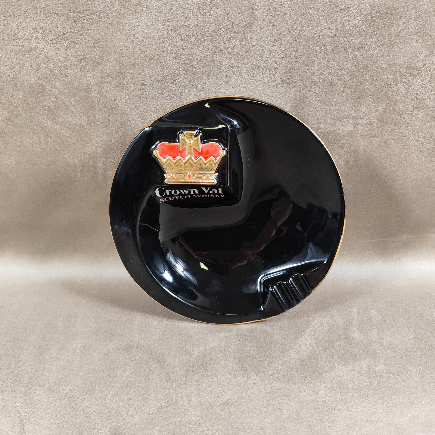 Cendrier Publicitaire Crown Vat Scotch Whisky par Porceram Made in France Vintage 1970