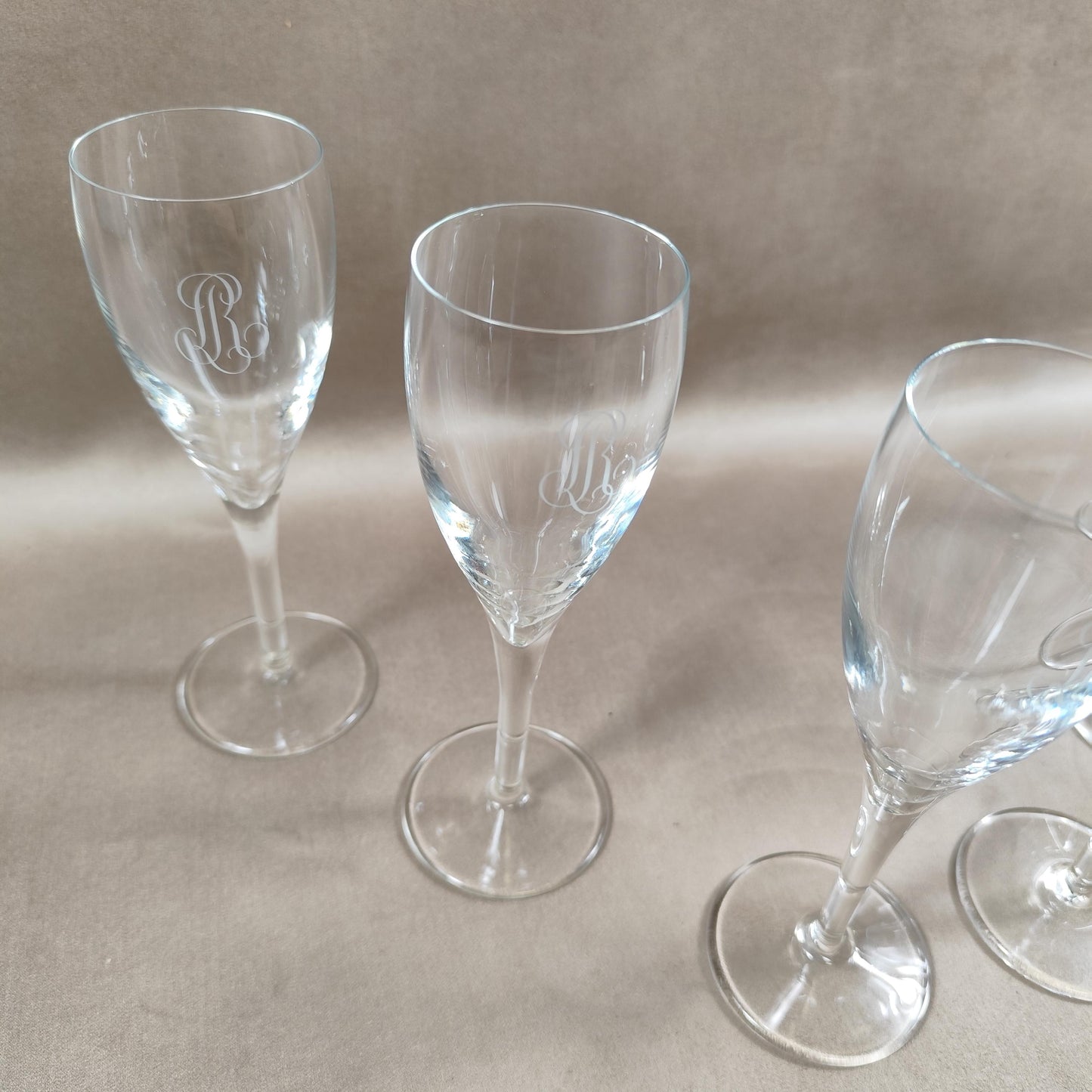 Lot de 6 flutes en cristal Champagne Louis Roederer Reims Made in France Vintage 1980