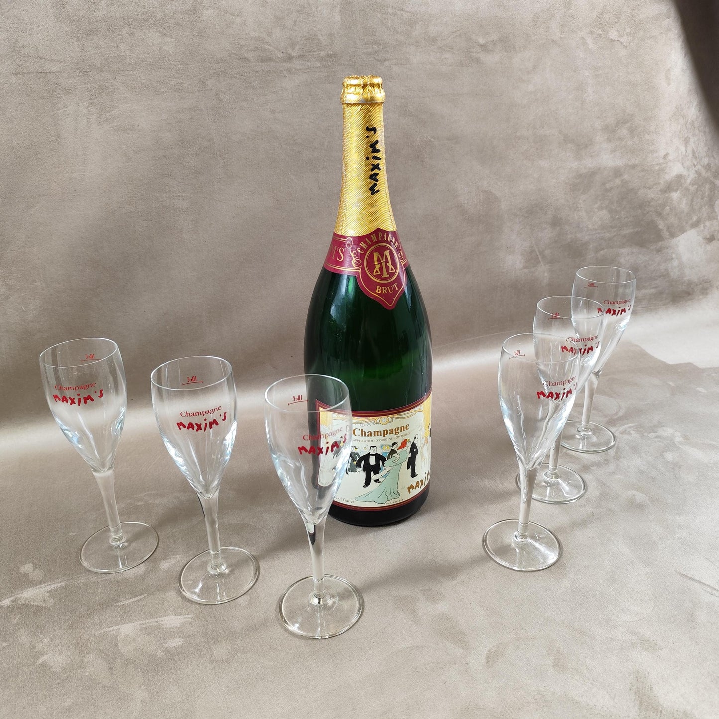 Lot de 6 flûtes à Champagne Maxim's de Paris Made in France Vintage 1990