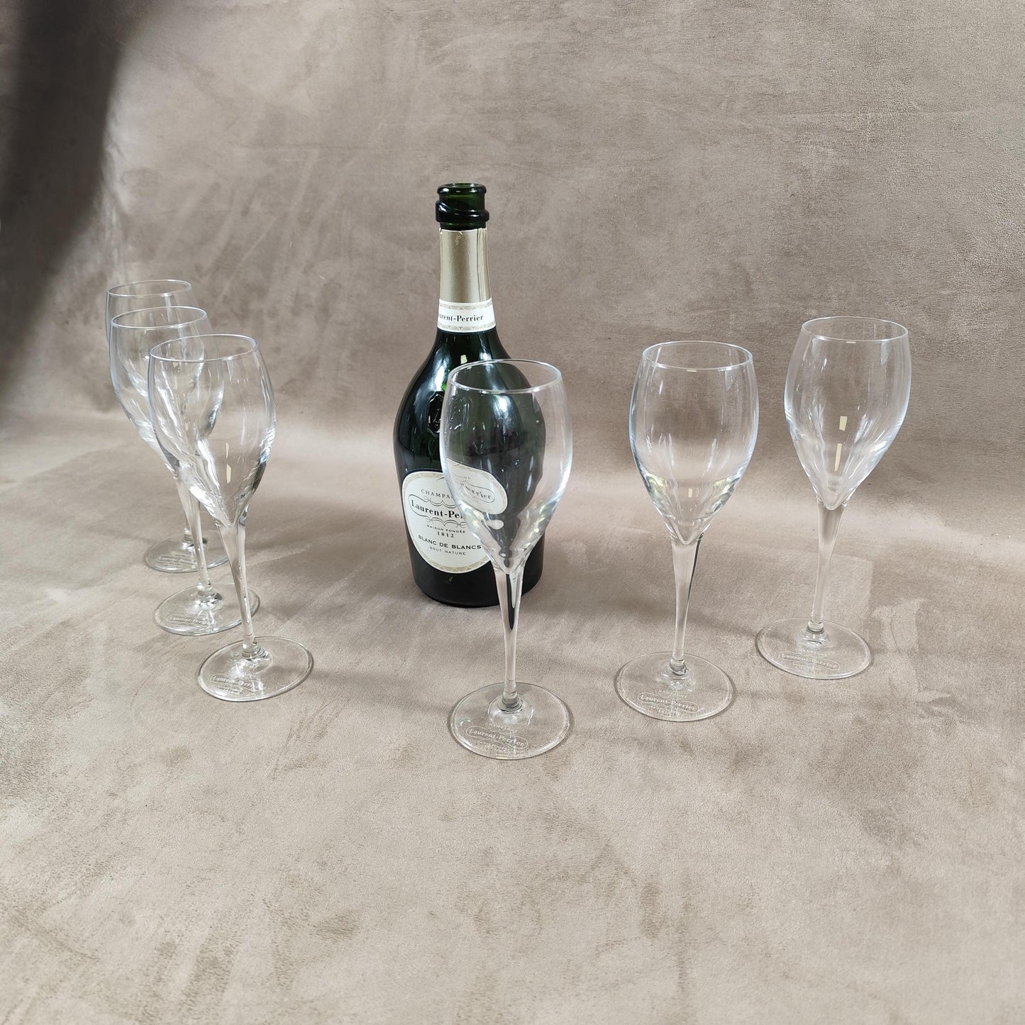 Lot de 6 Flûtes à champagne Laurent-Perrier en cristal Made in France Vintage 1990