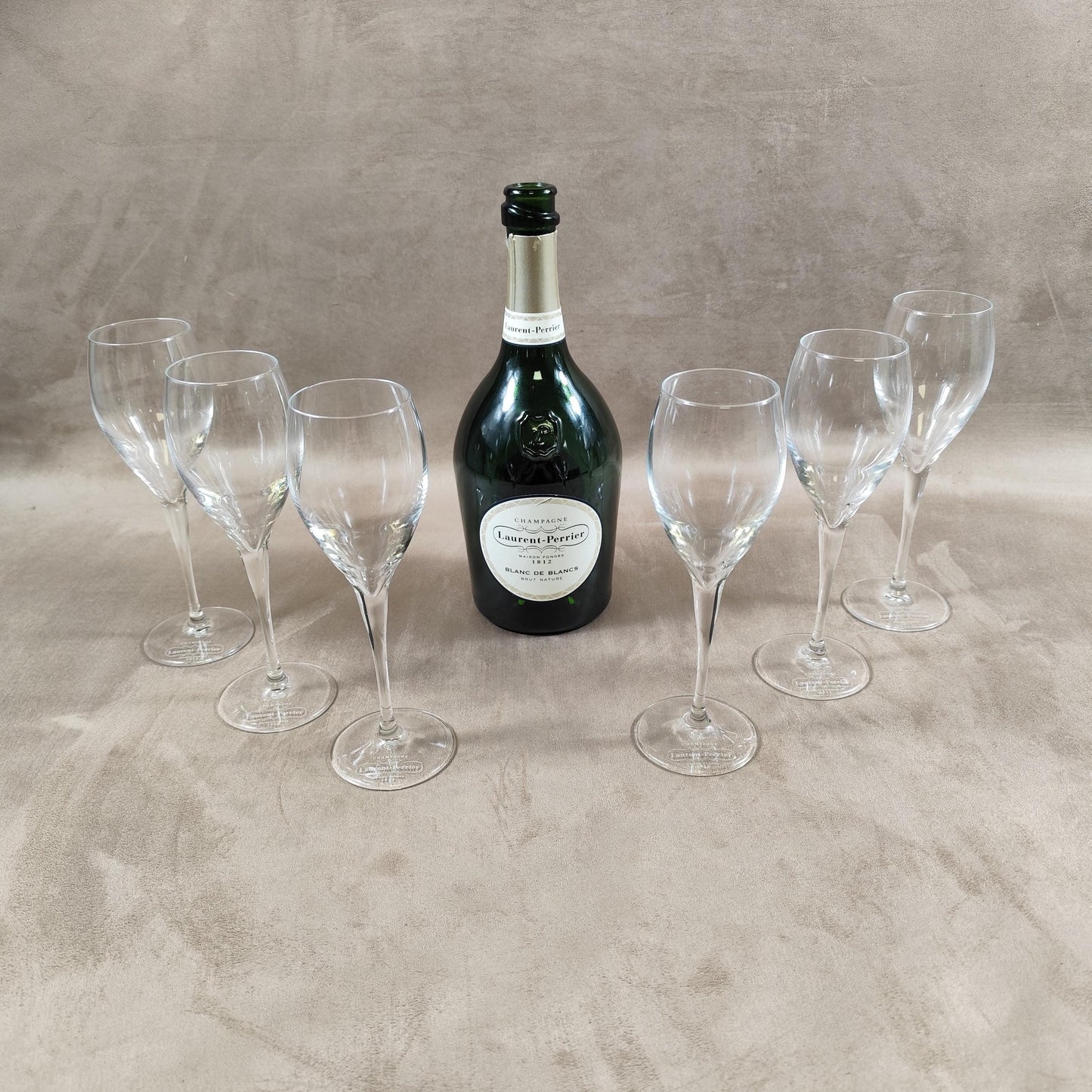 Lot de 6 Flûtes à champagne Laurent-Perrier en cristal Made in France Vintage 1990