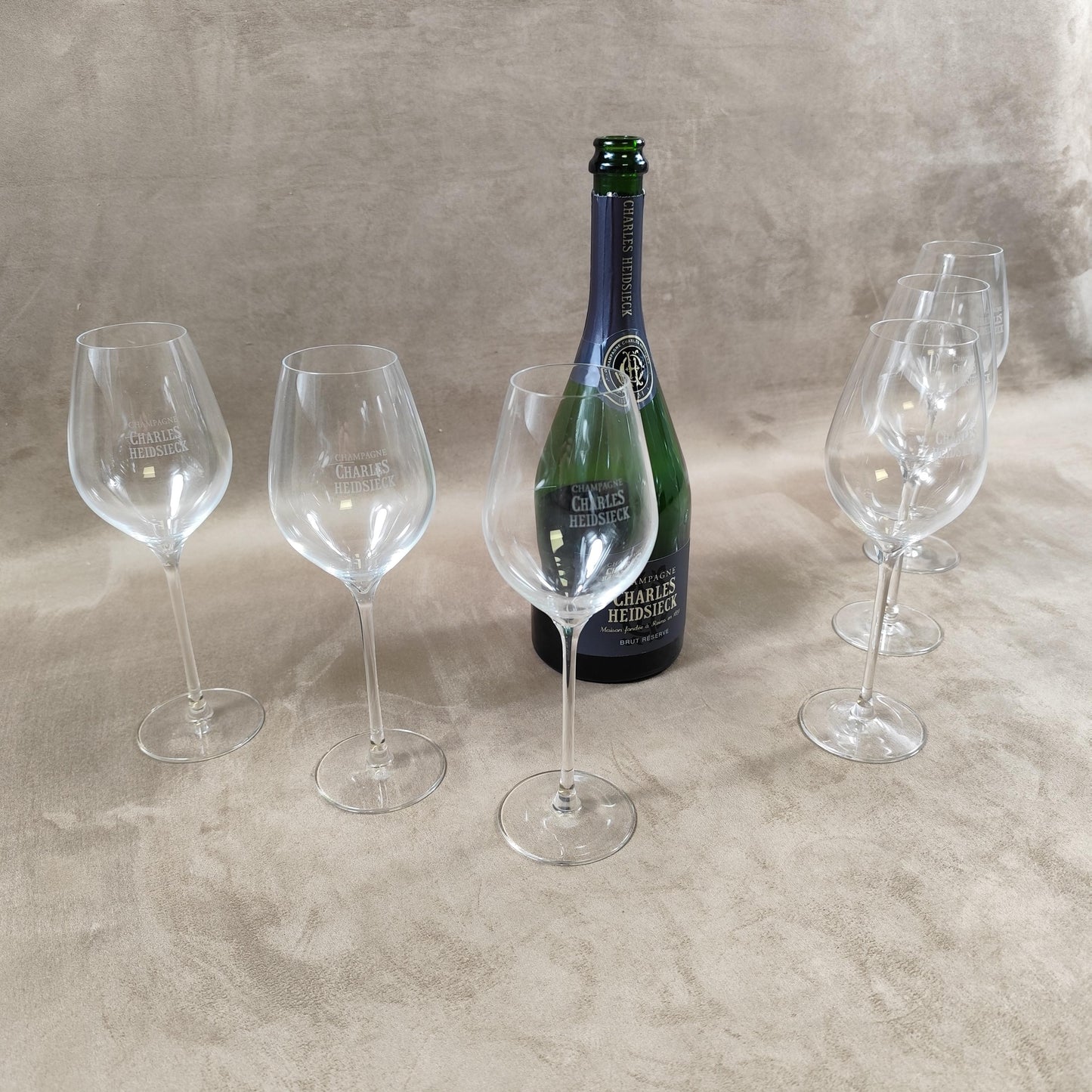 Lot de 6 flutes à champagne Charles Heidsieck Made in France Vintage 1980