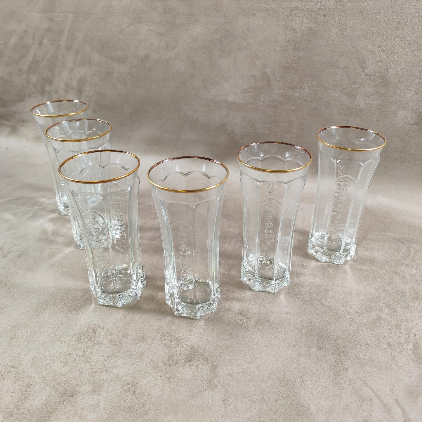 RARE Lot de 6 verres St Germain Liqueur de fleur de Sureau en verre Made in France Vintage 2000