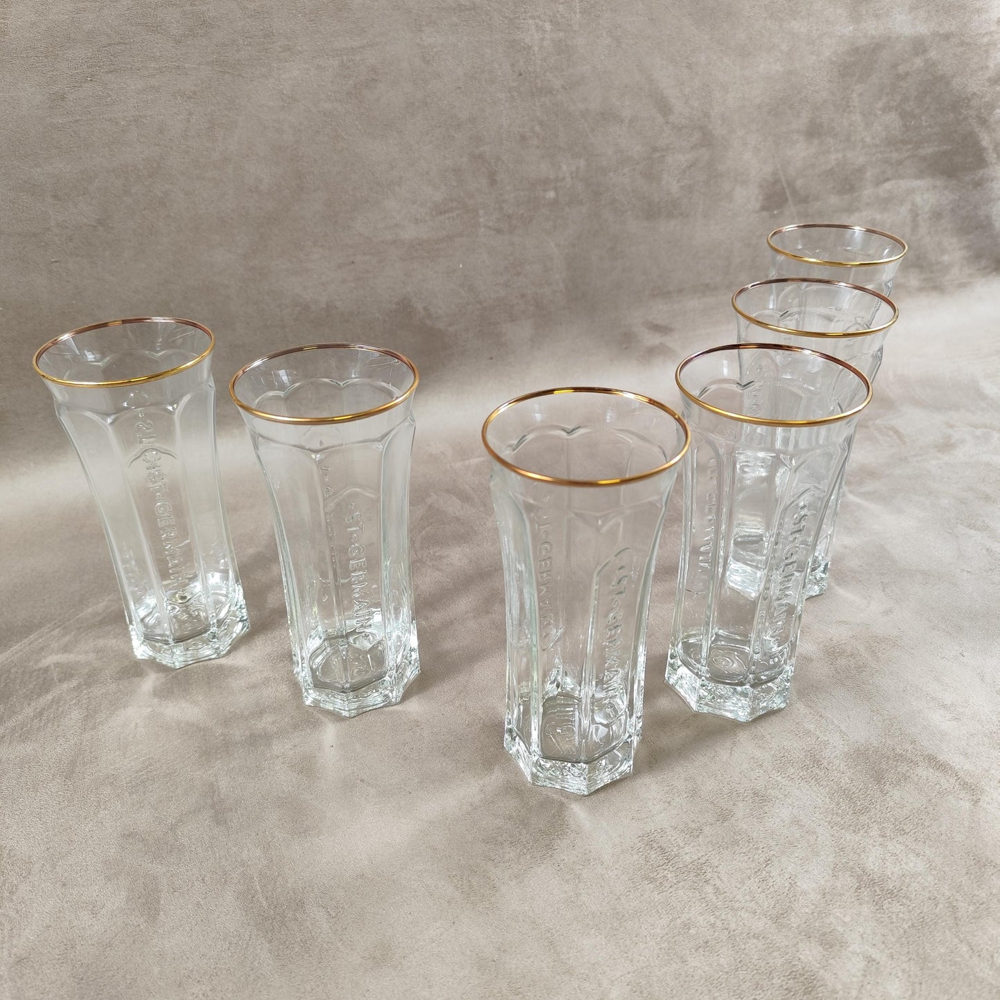 RARE Lot de 6 verres St Germain Liqueur de fleur de Sureau en verre Made in France Vintage 2000
