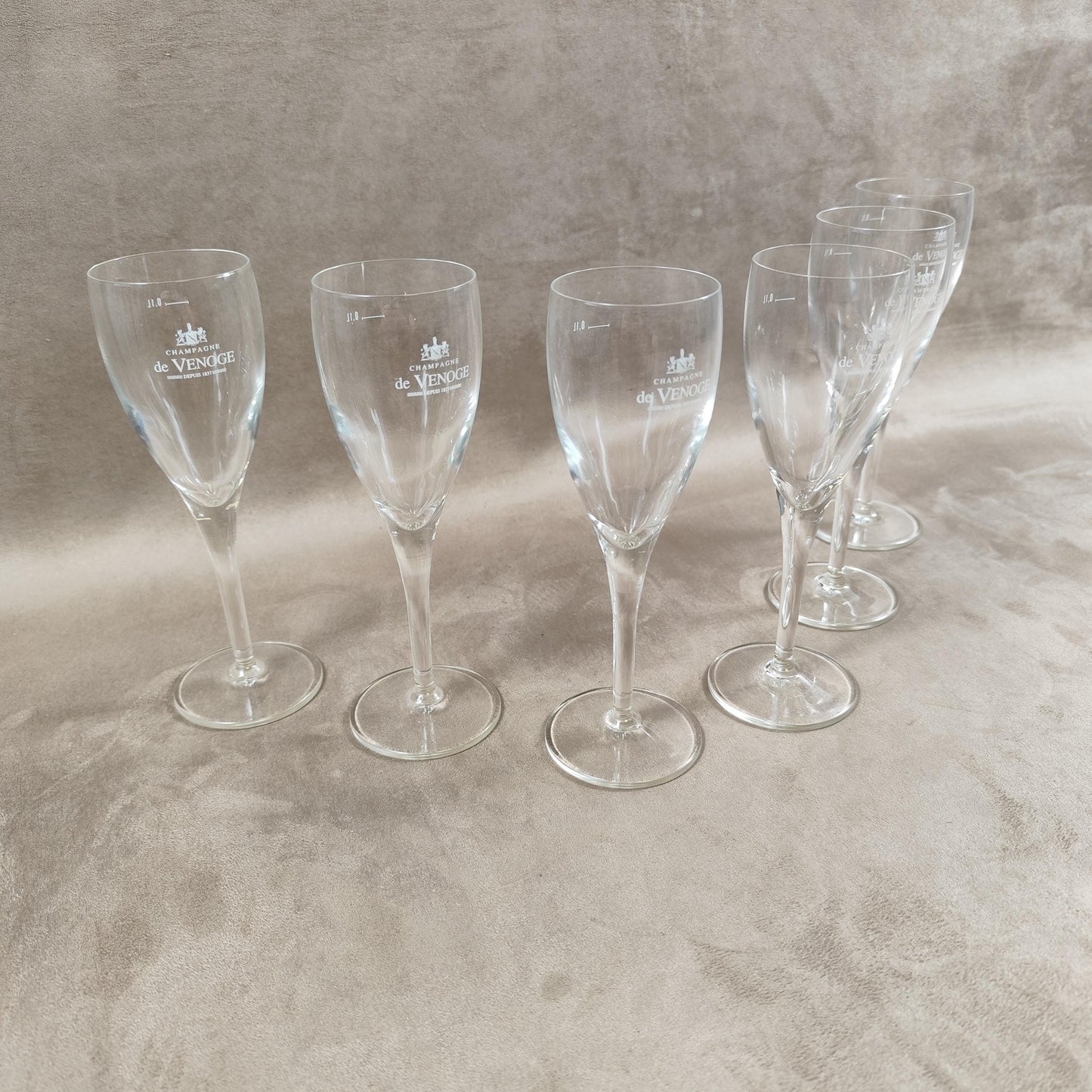 Lot de 6 flutes à Champagne De Venoge Made in France Vintage 1980