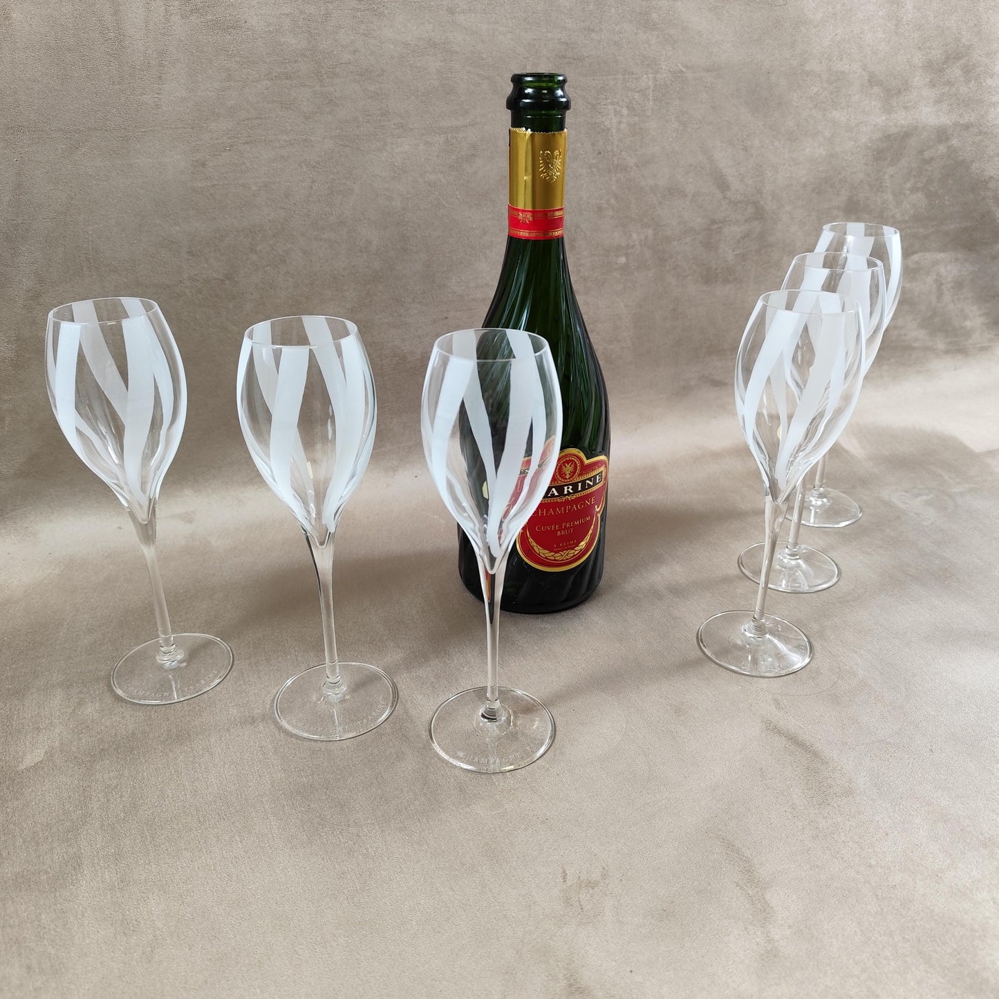 Lot de 6 Flûtes Champagne Tsarine en cristal Made in France Vintage 1980
