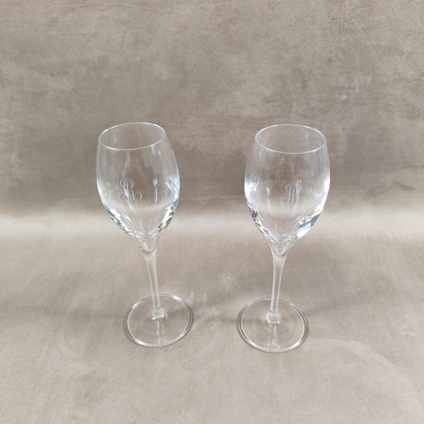 Lot de 2 flutes en verre Champagne Louis Roederer Reims Made in France Vintage 1980