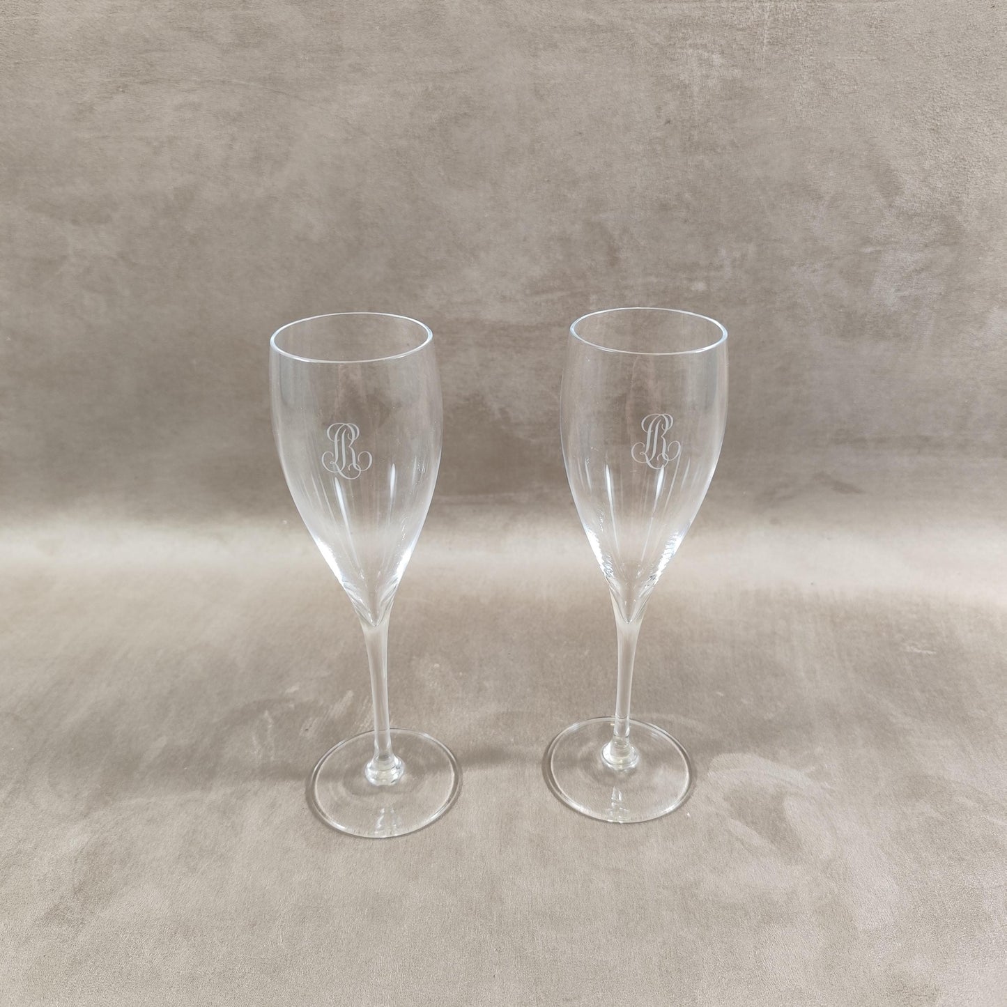 Lot de 2 flutes en cristal Champagne Louis Roederer Reims Made in France Vintage 1980