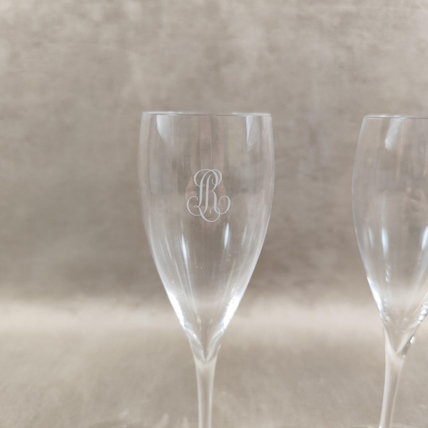 Lot de 2 flutes en cristal Champagne Louis Roederer Reims Made in France Vintage 1980