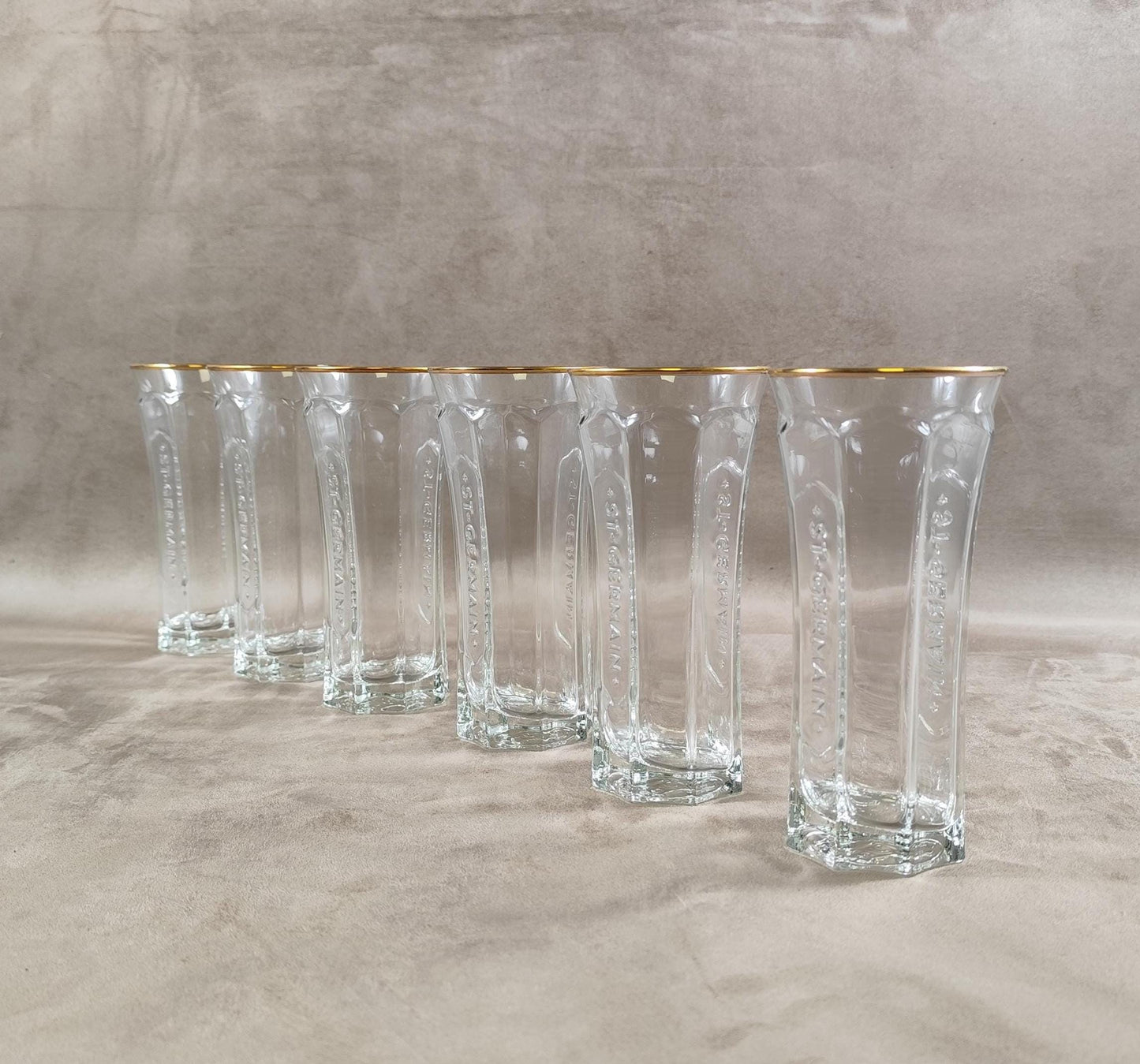RARE Lot de 6 verres St Germain Liqueur de fleur de Sureau en verre Made in France Vintage 2000