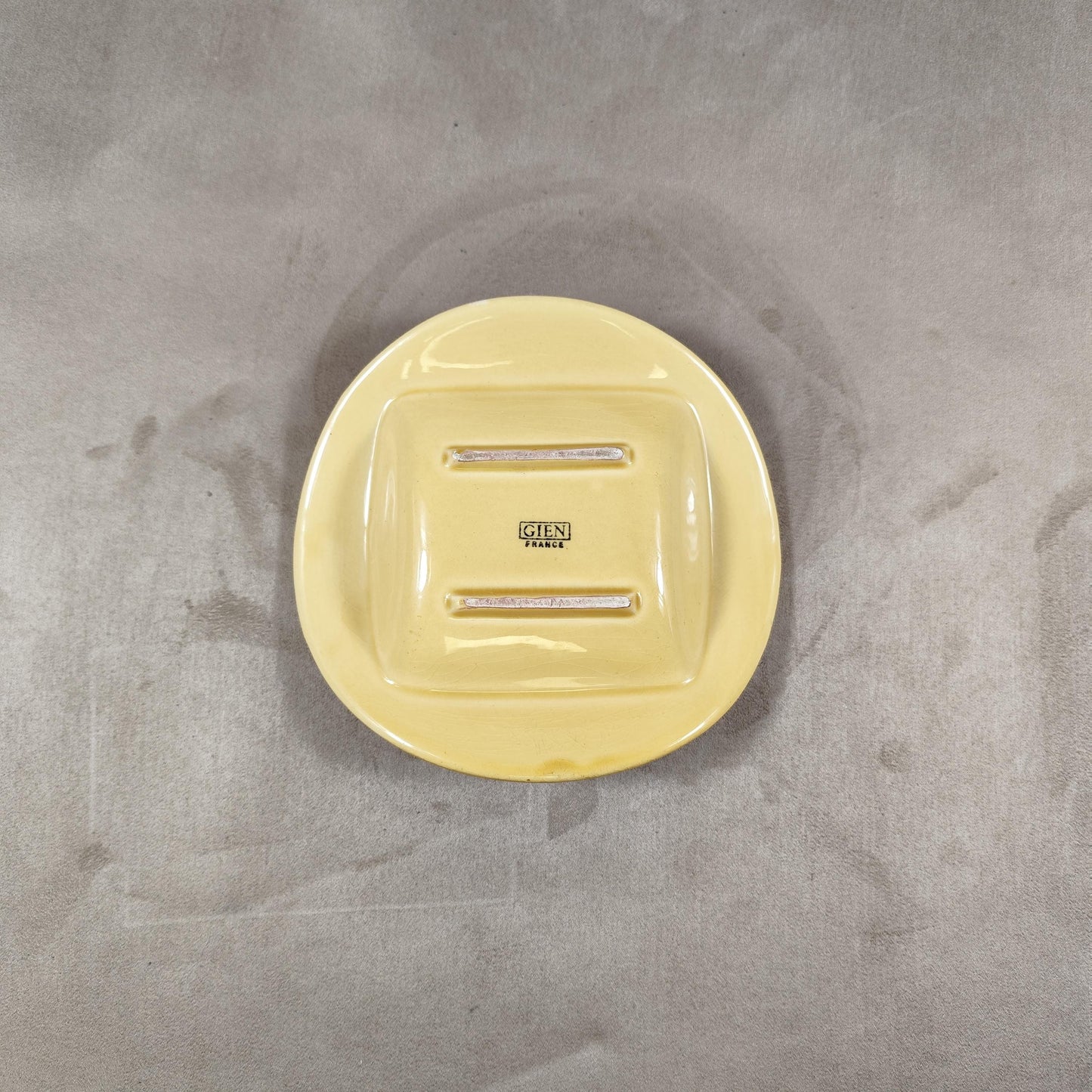 RARE Cendrier ramasse monnaie en céramique jaune Suze par GIEN Made in France Vintage 1970