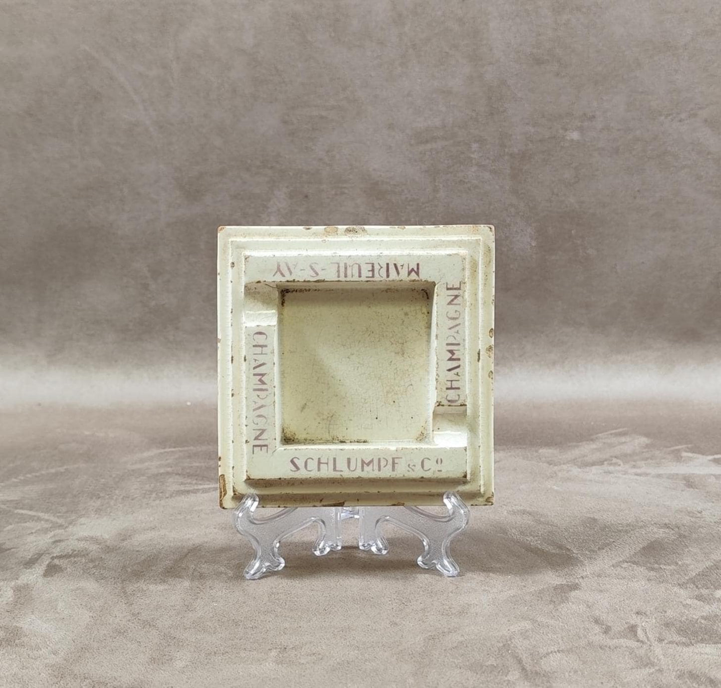 RARE Cendrier champagne Schlumpf & co en faience Made in France Vintage 1950