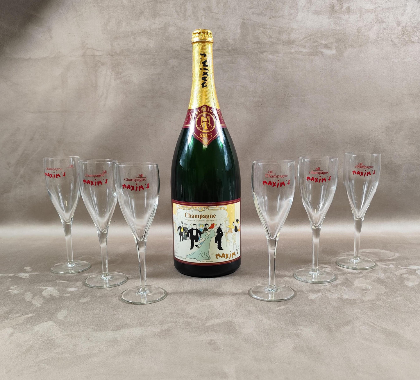 Lot de 6 flûtes à Champagne Maxim's de Paris Made in France Vintage 1990