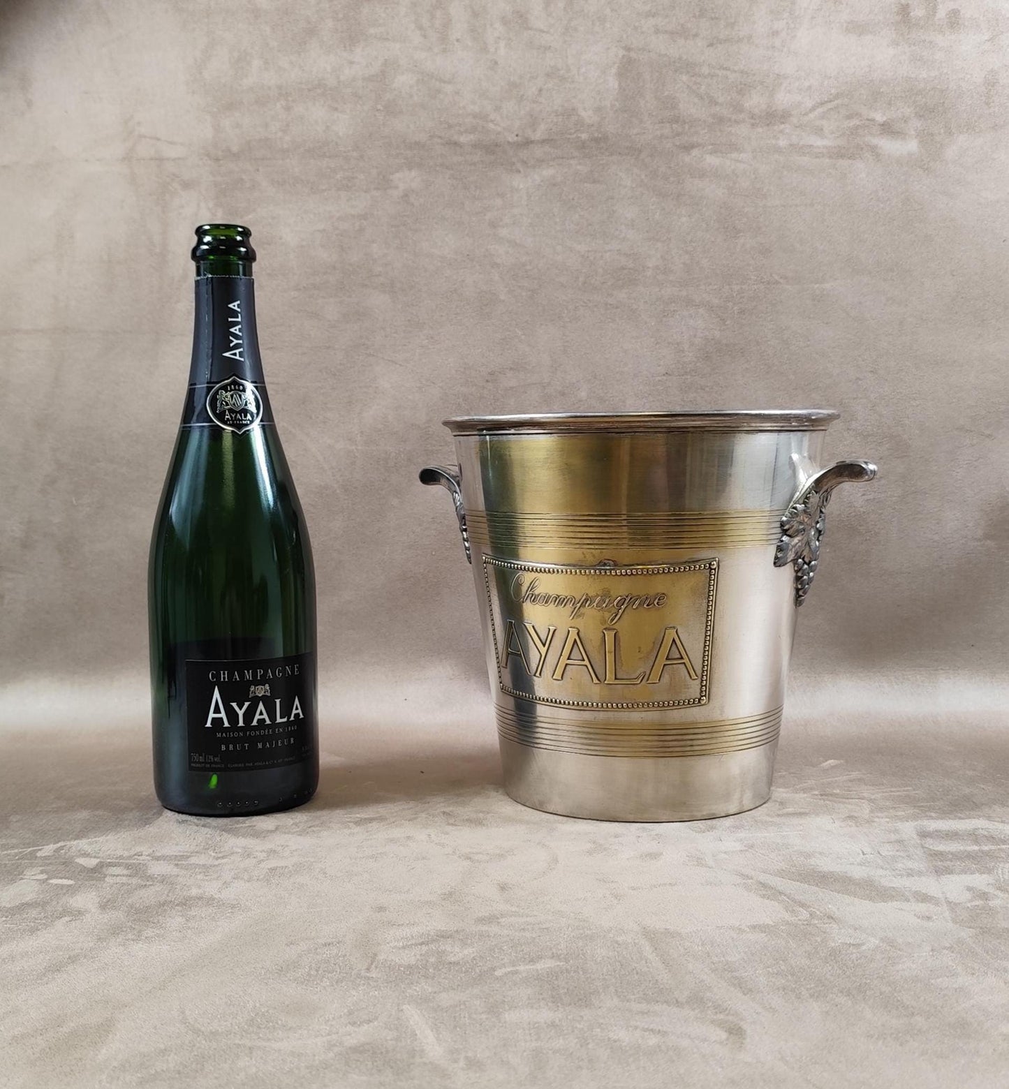 VERY RARE Seau à champagne Ayala en métal argenté par Argit Made in France Vintage 1900