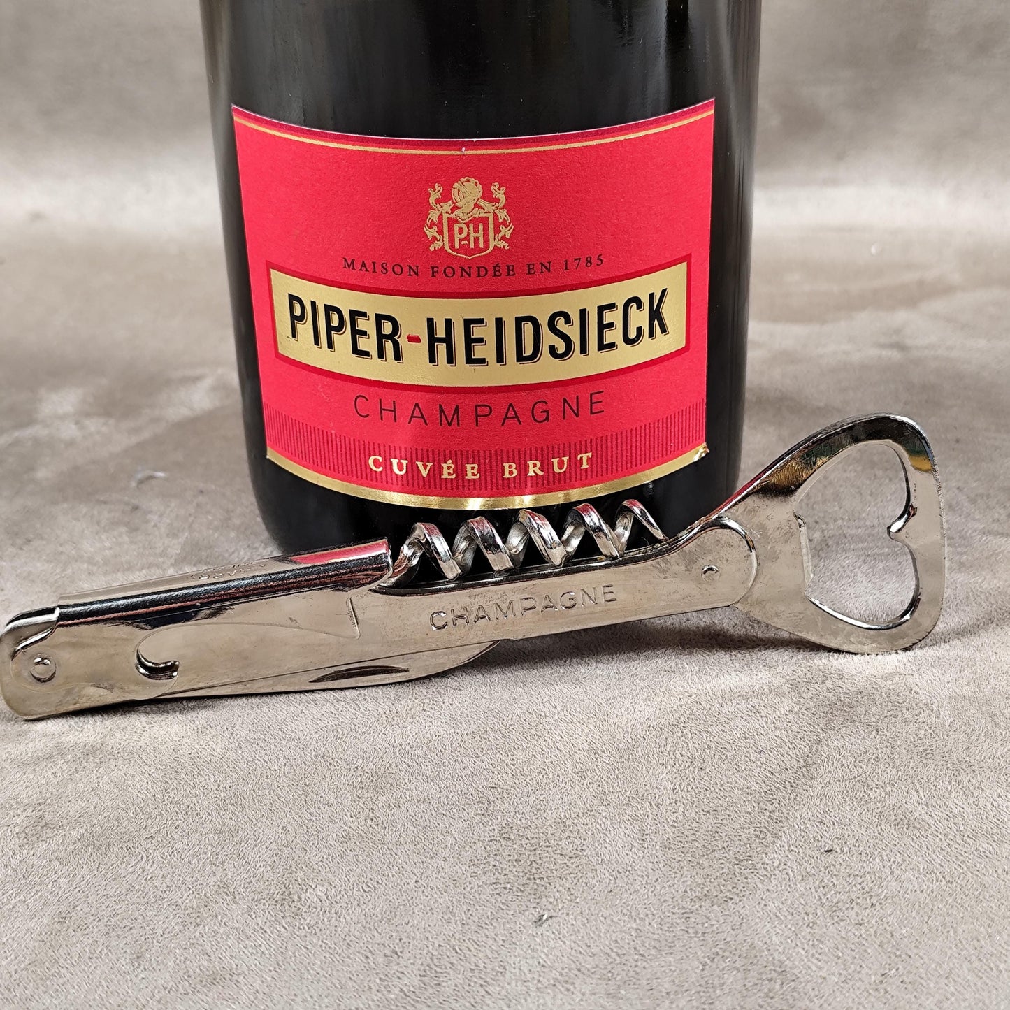 Décapsuleur, Tire-bouchon Champagne Piper-Heidsieck en acier Made in France Vintage 1980