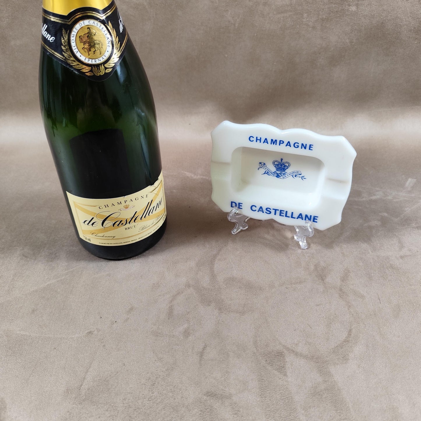 Cendrier Publicitaire Champagne De Castellane en verre Made in France Vintage 1970