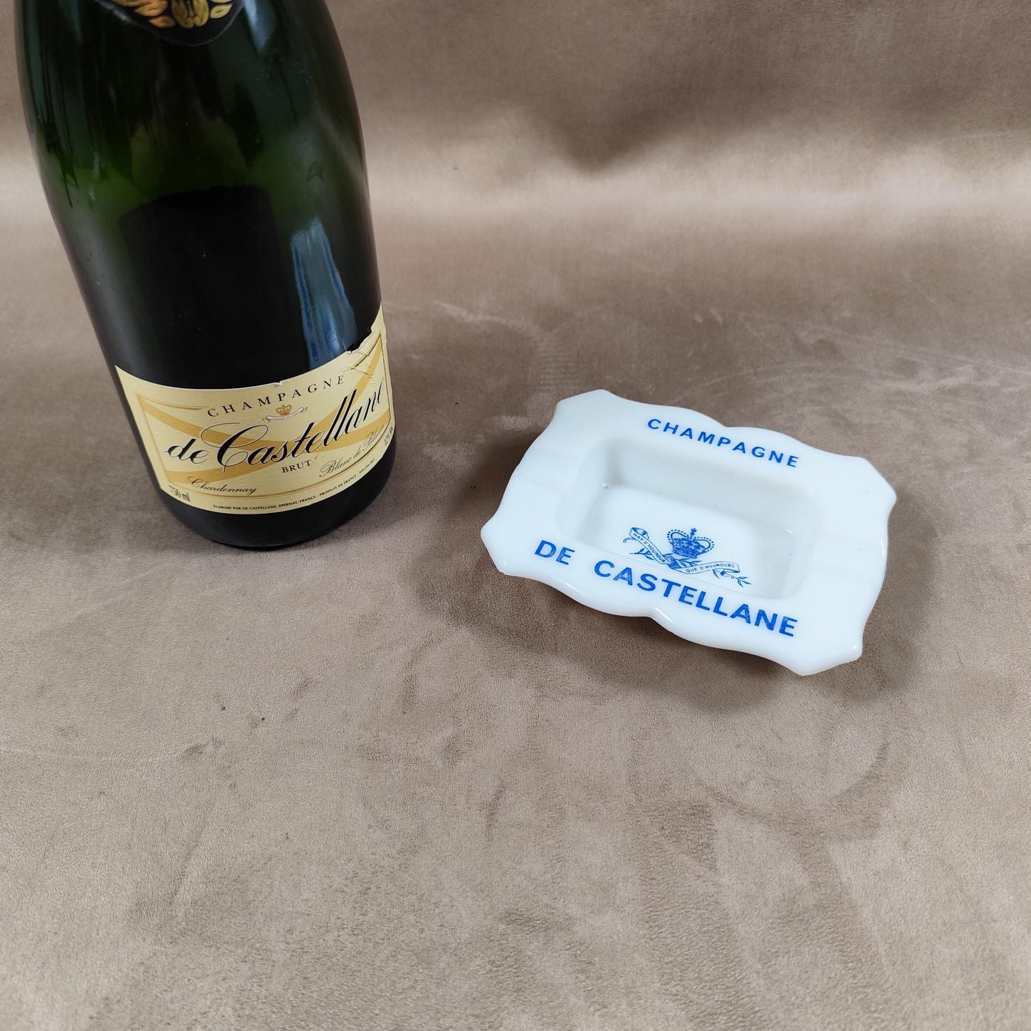 Cendrier Publicitaire Champagne De Castellane en verre Made in France Vintage 1970
