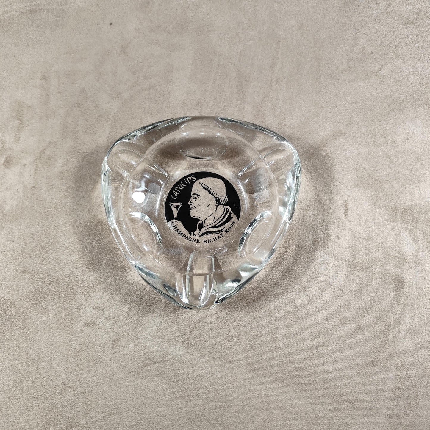 Cendrier Publicitaire Champagne Bichat en verre Made in France Vintage 1970