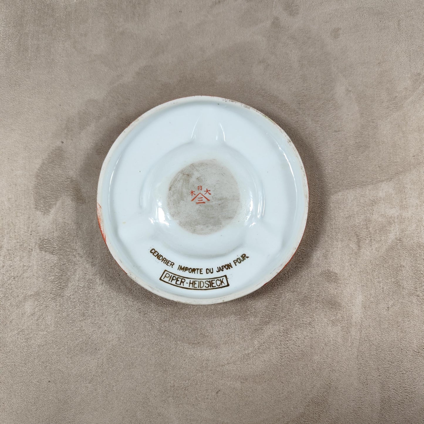 RARE Cendrier en porcelaine Champagne Piper Heidsieck importé du Japon Made in Japan Vintage 1950