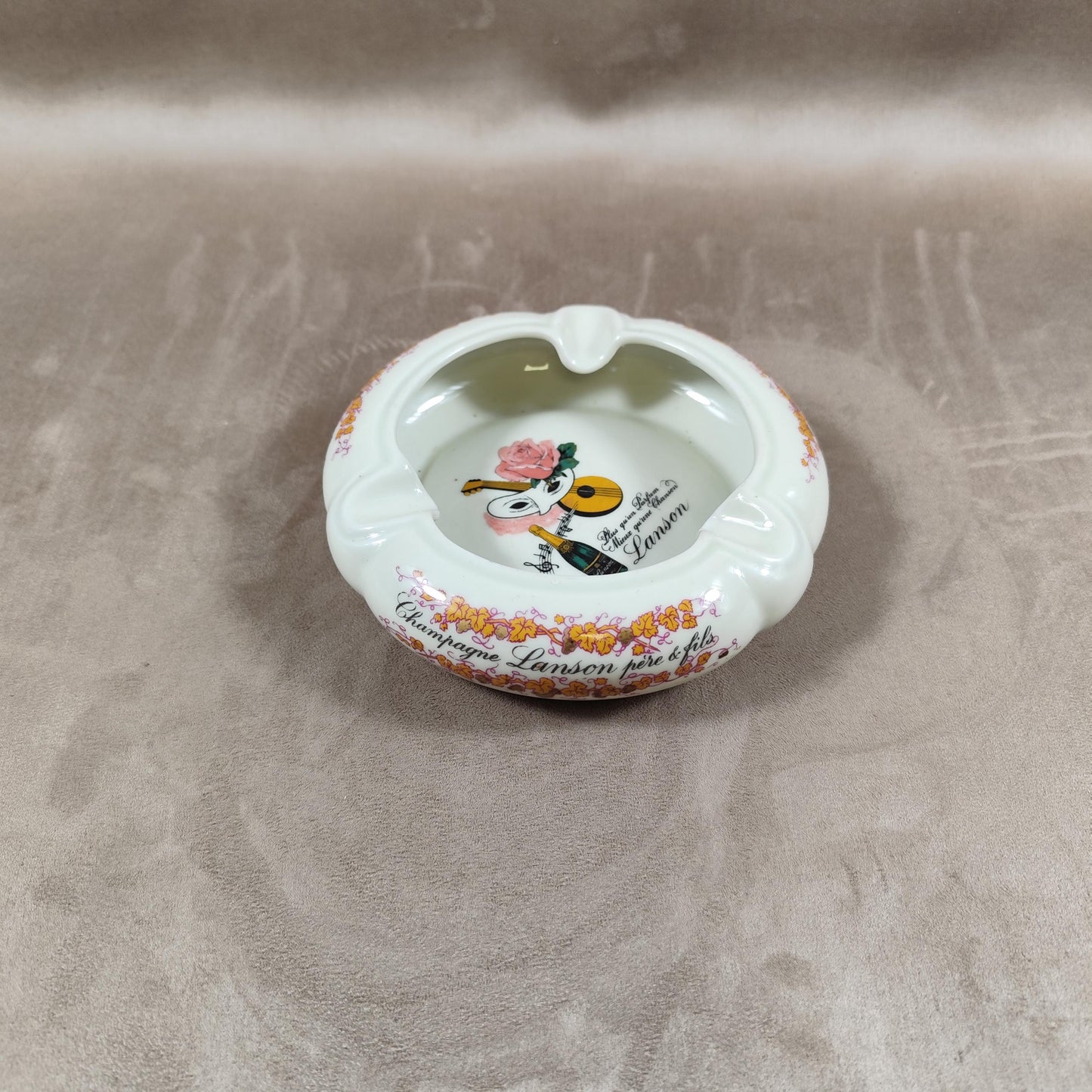 Cendrier Publicitaire Champagne Lanson en faience par Bernardaud & Co Limoges Made in France Vintage 1950