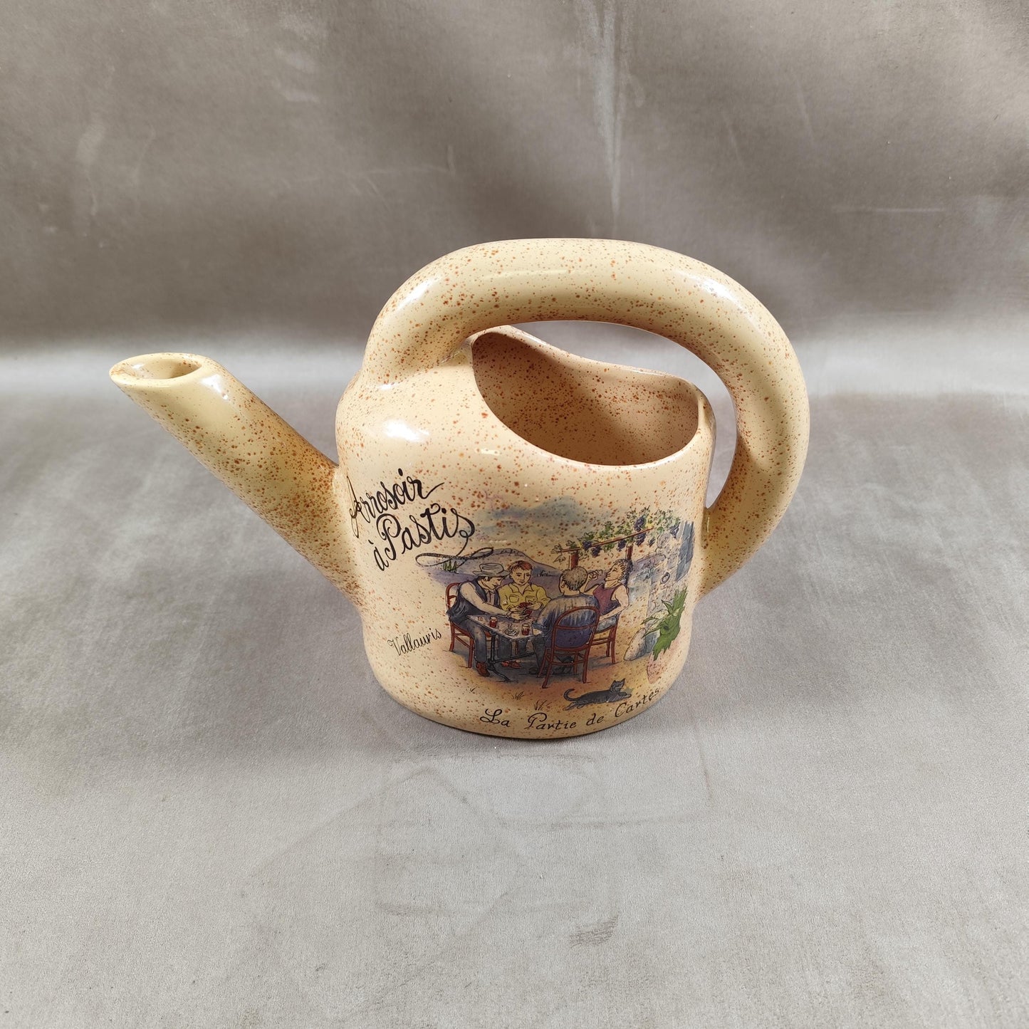Arrosoir à Pastis "La partie de Carte" en grès Made in France Vintage 1970