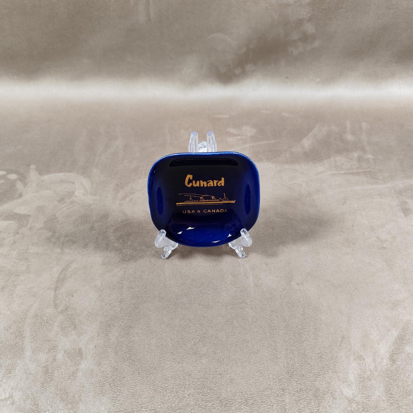 Cendrier Publicitaire Cunard compagnie maritime en faience de Villenauxe Made in France Vintage 1970