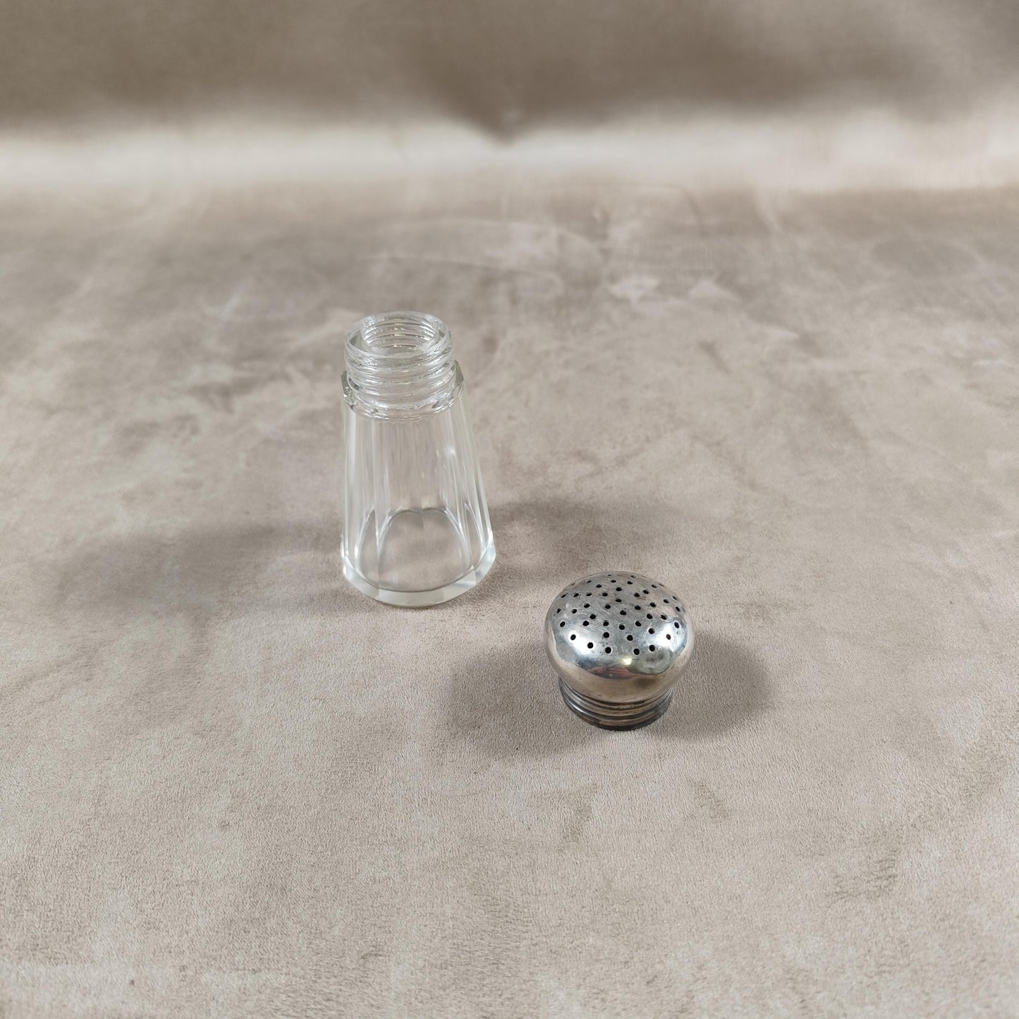 Saleron en métal argenté et verre Made in France Vintage 1950