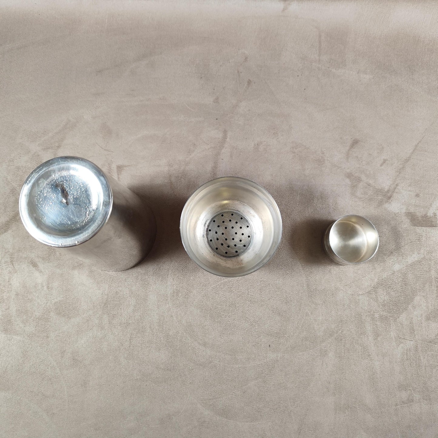 Shaker de Barman en Métal Argenté avec Poinçon d'Orfèvre Made in France Vintage 1970