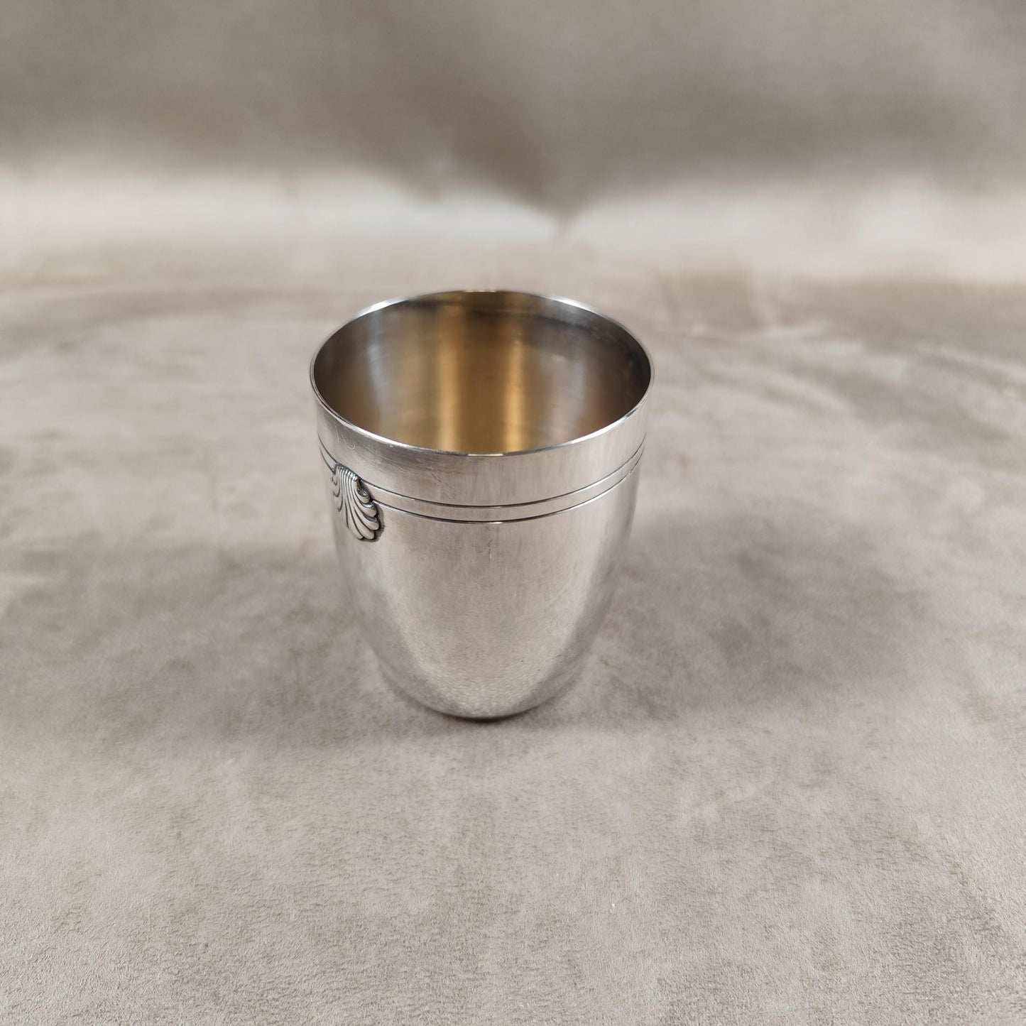 Timbale de baptême en métal argenté Ercuis Made in France Vintage 1950