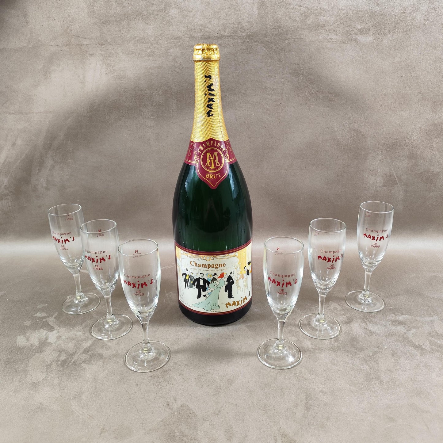 Lot de 6 flûtes à Champagne Maxim's de Paris Made in France Vintage 1990