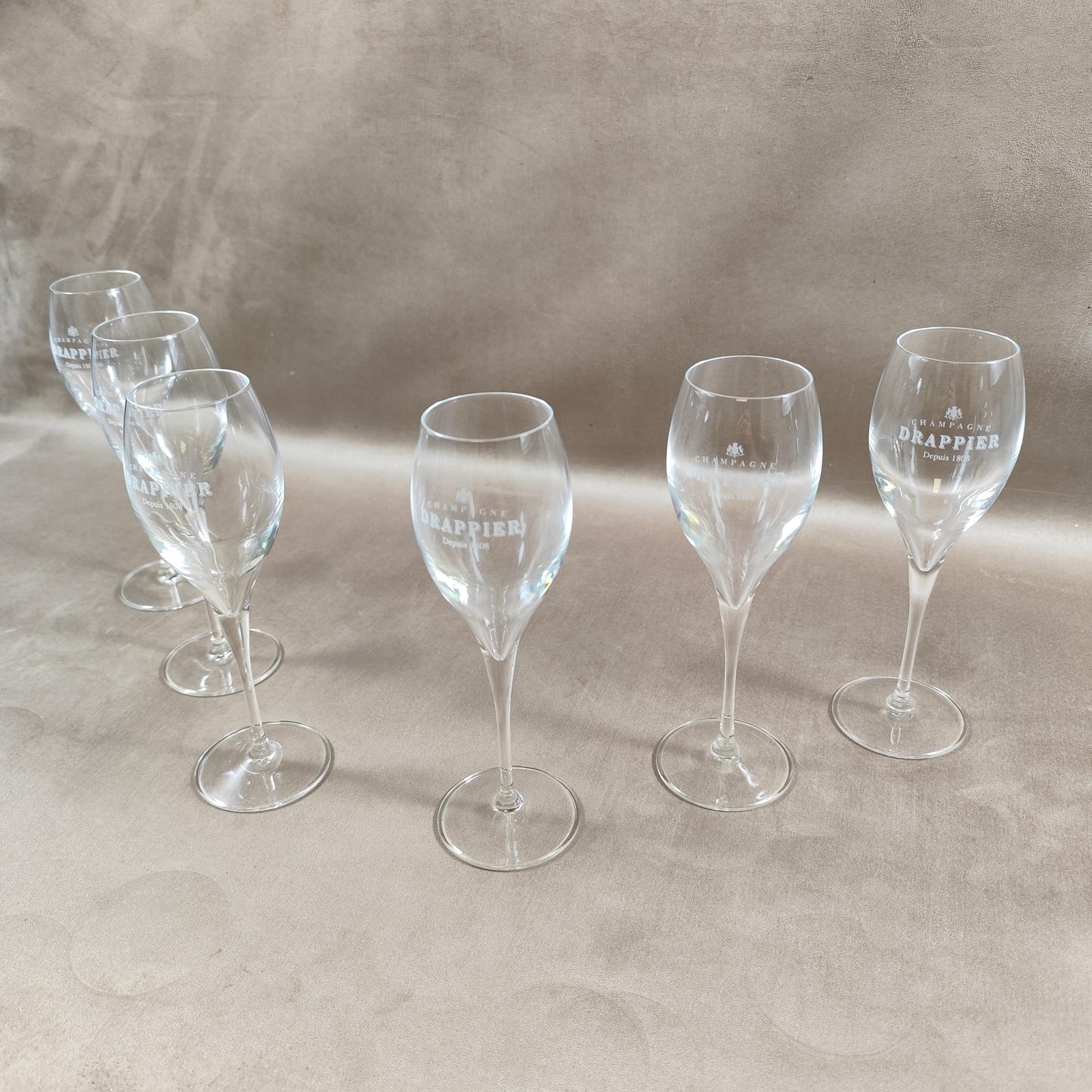 Lot de 6 flutes Champagne Drappier Made in France Vintage 1980