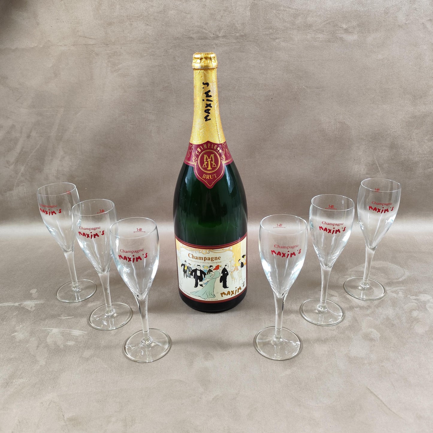 Lot de 6 flûtes à Champagne Maxim's de Paris Made in France Vintage 1990