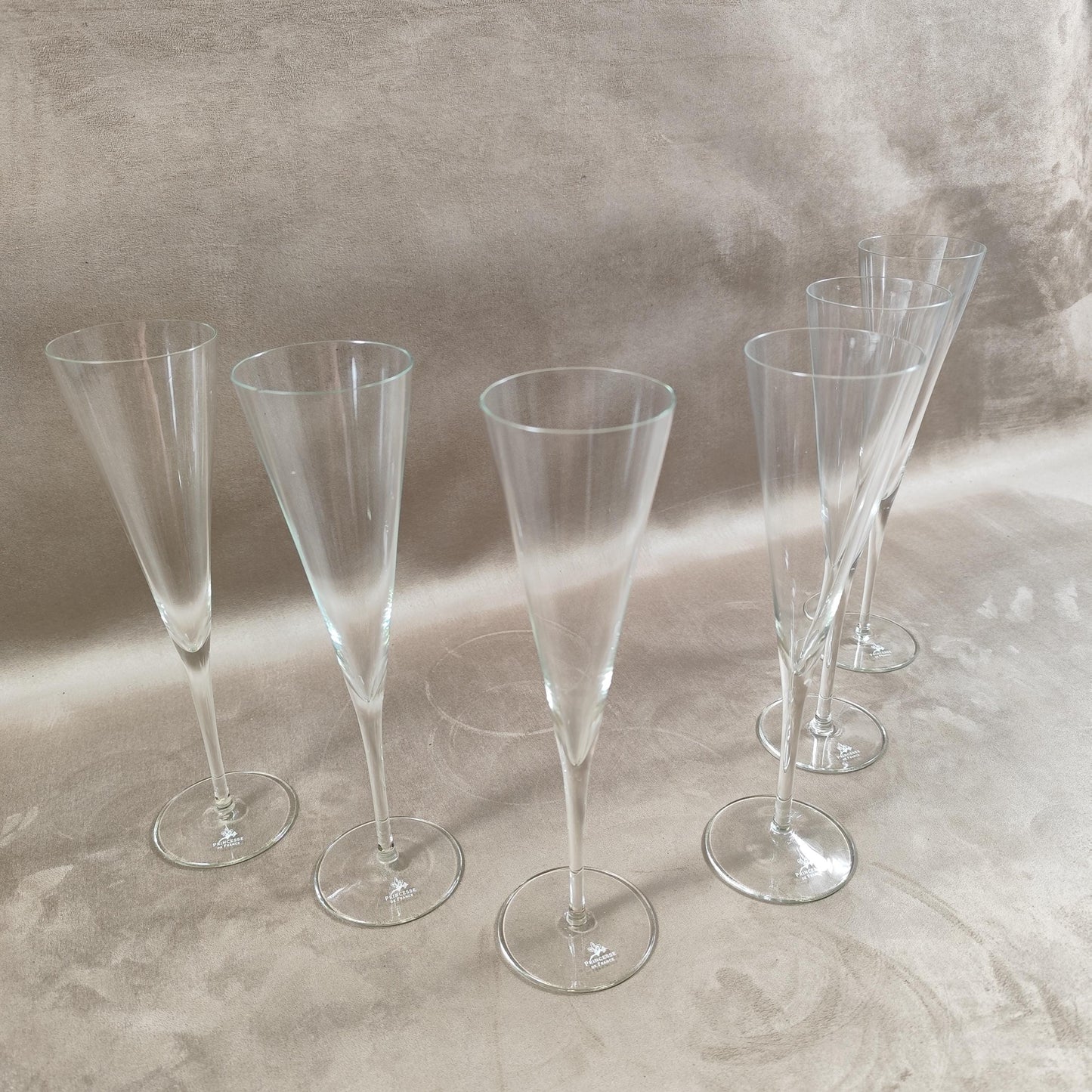 Lot de 6 flutes Champagne Princesse de France Made in France 1980