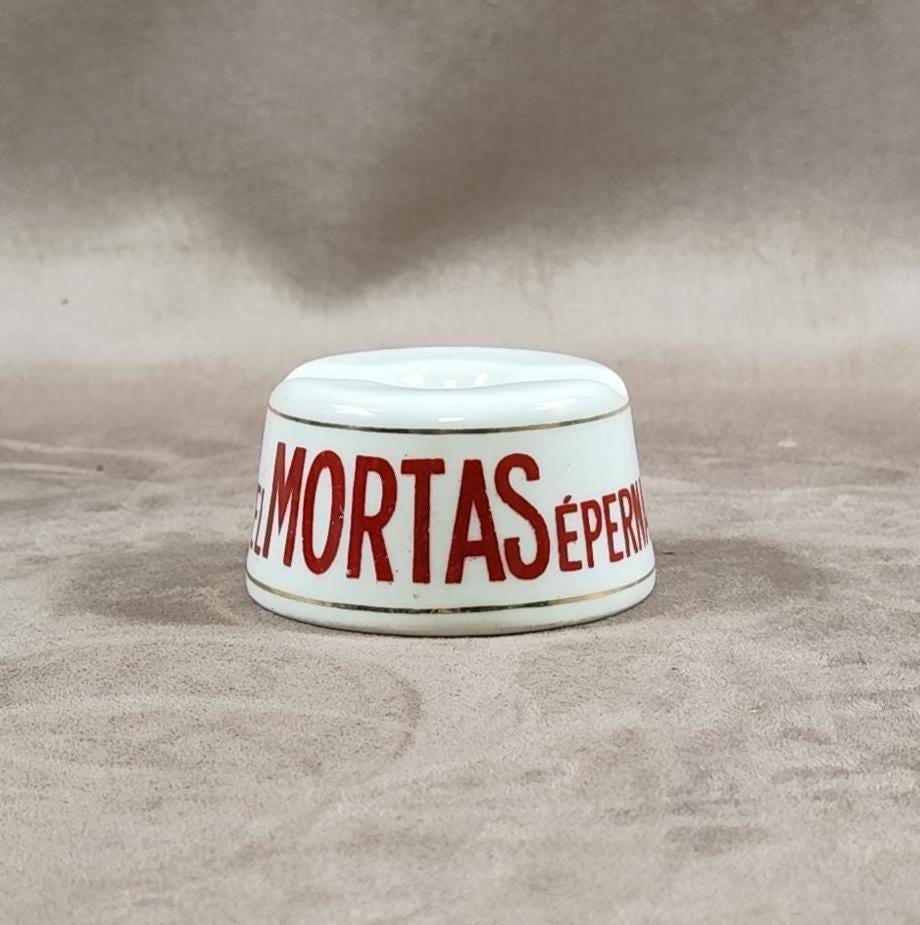 RARE Cendrier Publicitaire Champagne Marcel Mortas Epernay en faience Made in France Vintage 1970