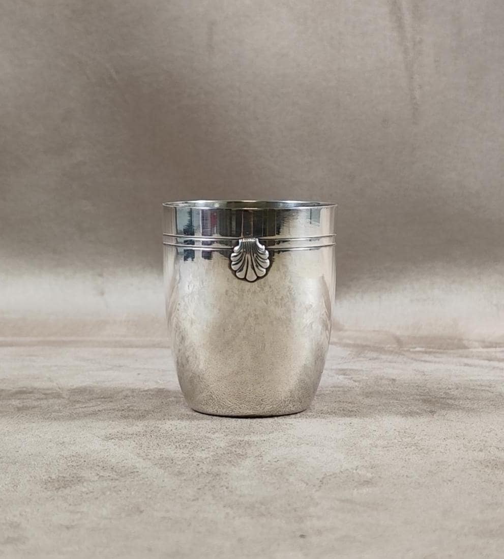 Timbale de baptême en métal argenté Ercuis Made in France Vintage 1950