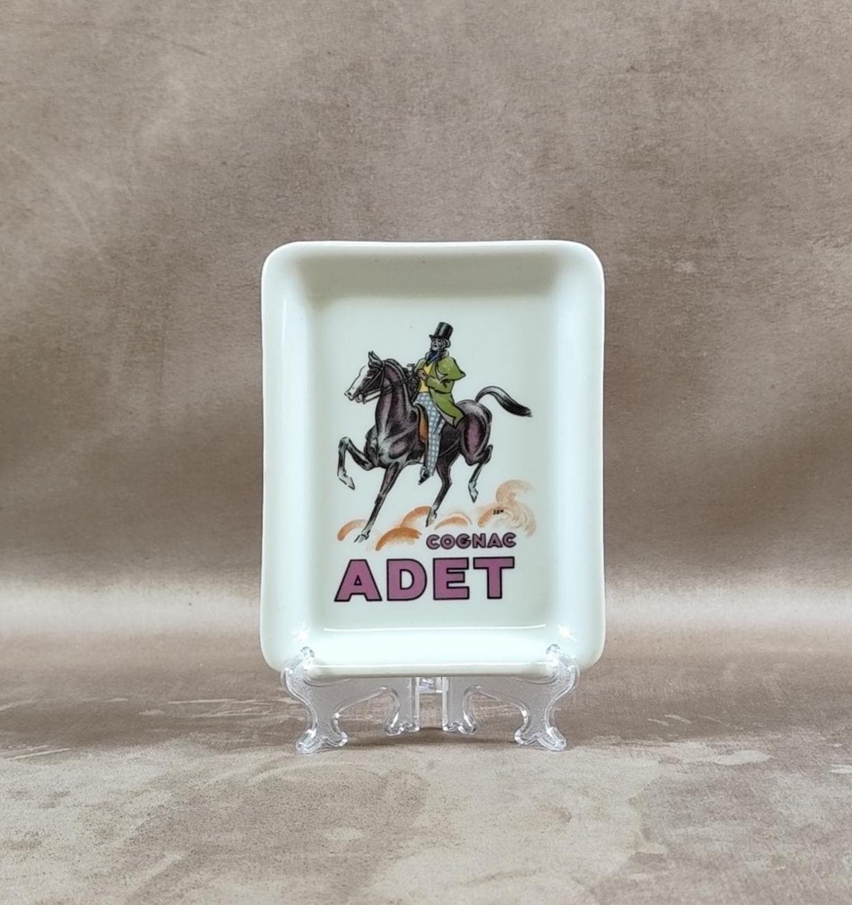 Cendrier Publicitaire Cognac Adet en porcelaine par Thabard Limoges Made in France Vintage 1970