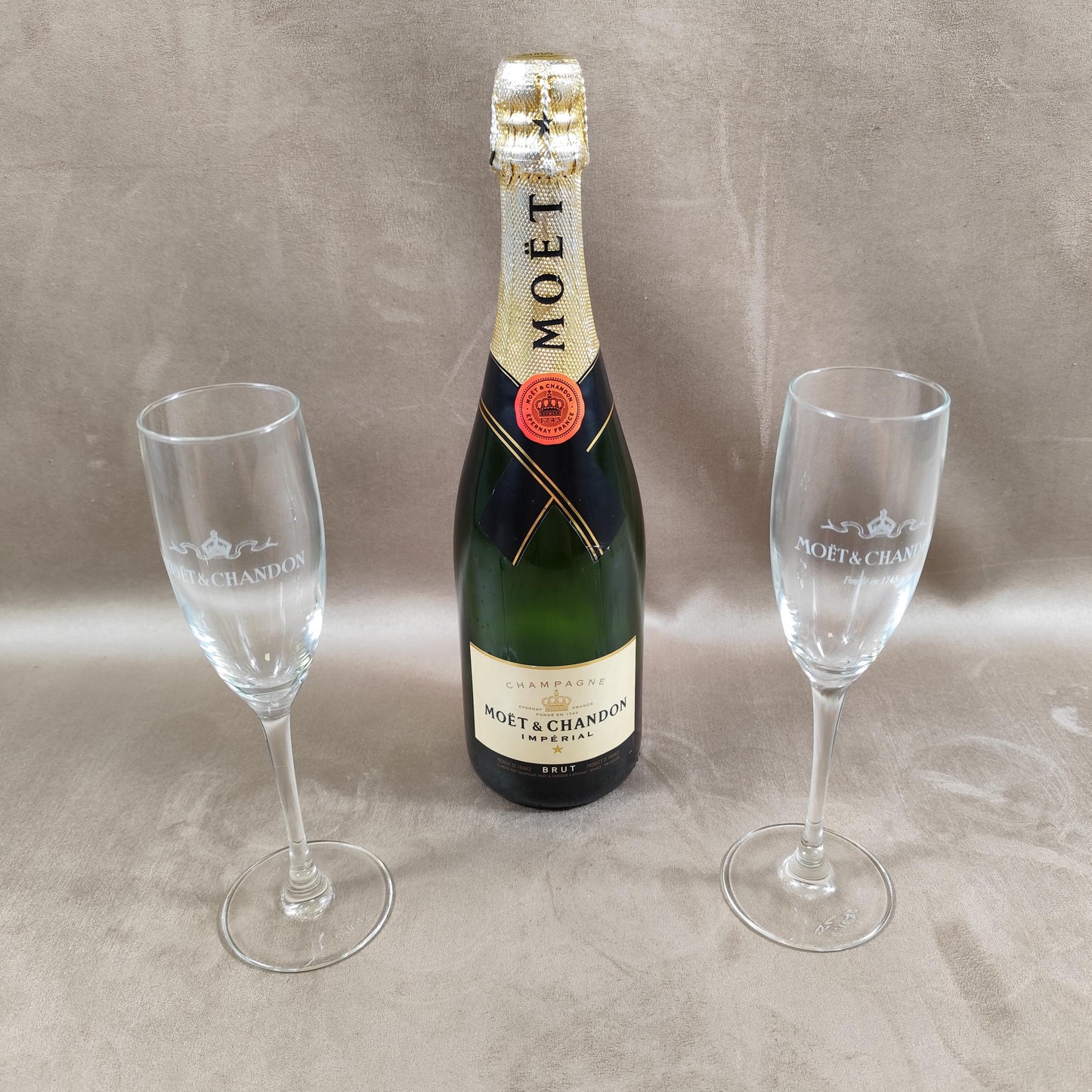 Lot de 2 flutes à champagne Moet et Chandon Made in France Vintage 1970