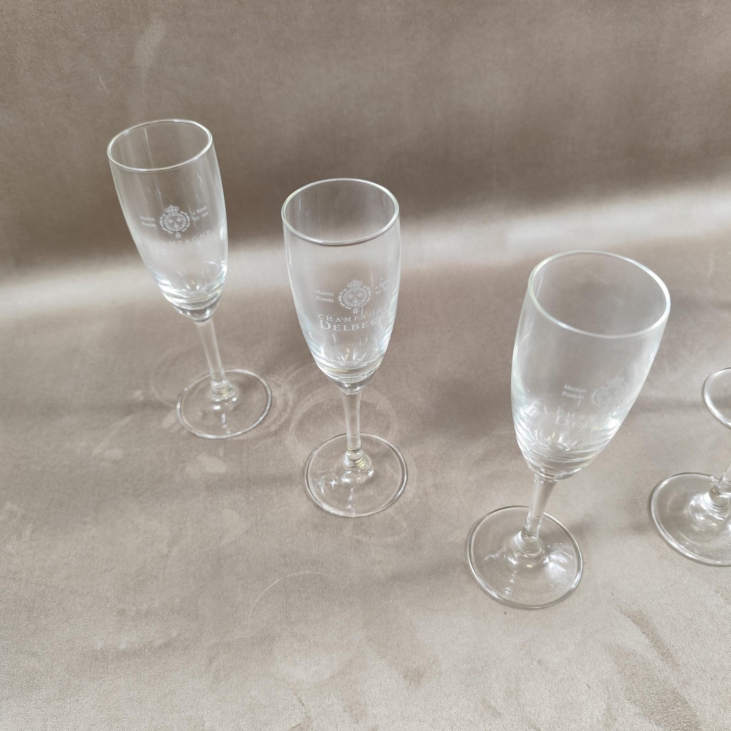 Lot 6 Flûtes à Champagne en Cristal Champagne Delbeck Made in France Vintage 1960