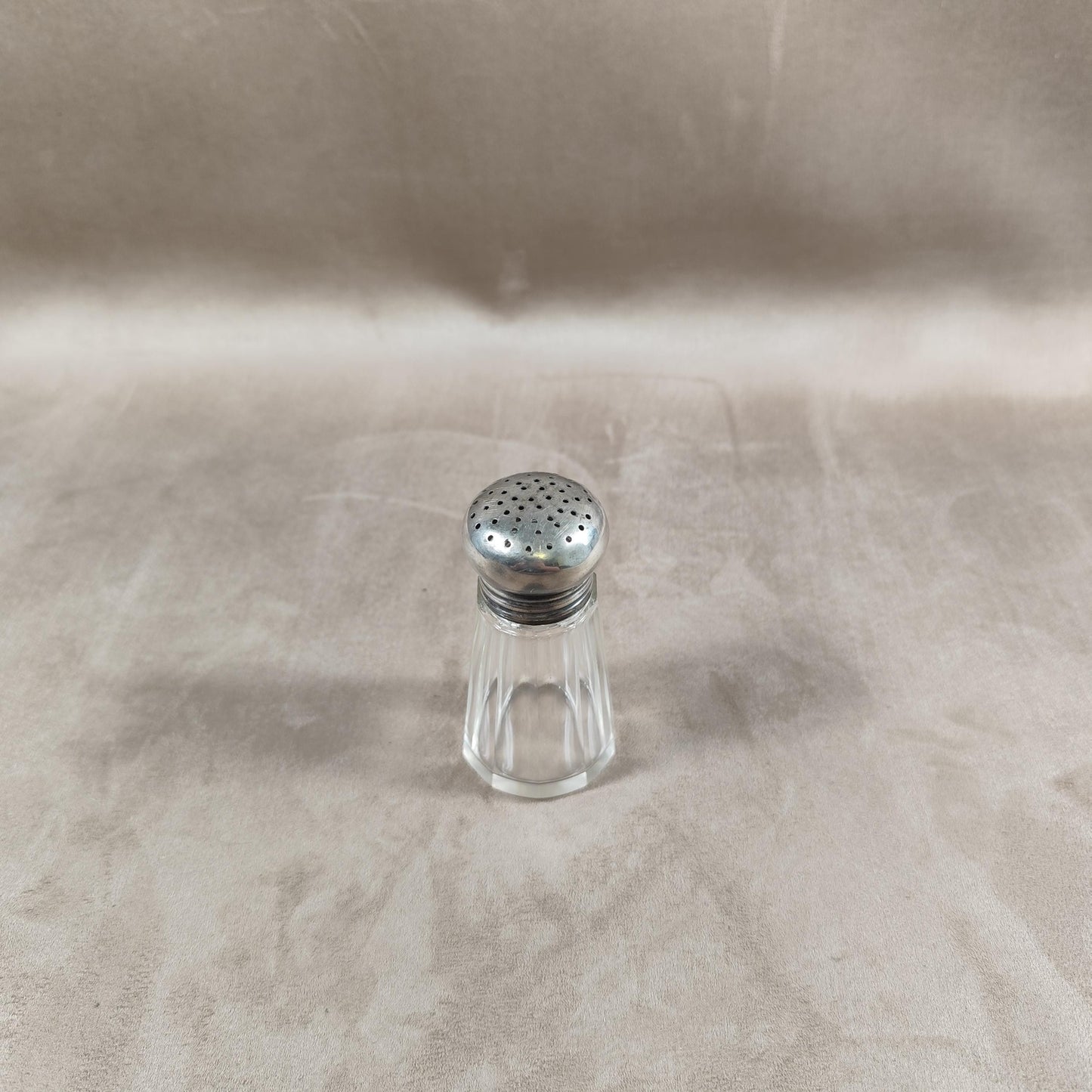 Saleron en métal argenté et verre Made in France Vintage 1950