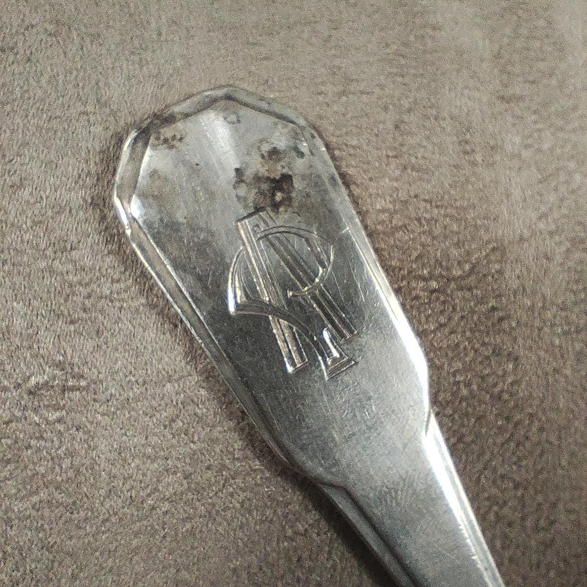 Cuillère en Argent Massif Sterling 925 avec Poinçon Minerve Monogramme AP Made in France Vintage 1900