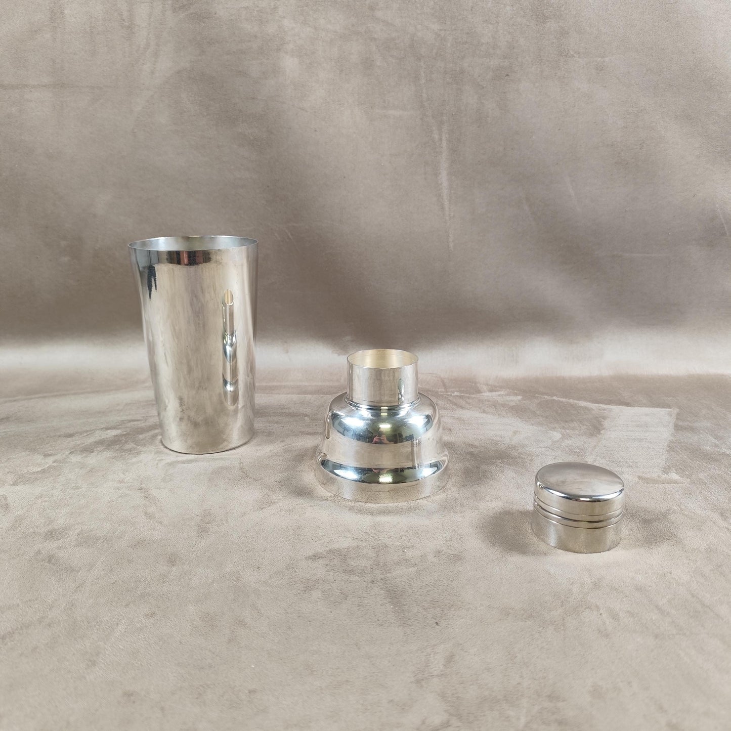 Shaker de Barman en Métal Argenté avec Poinçon d'Orfèvre Made in France Vintage 1970