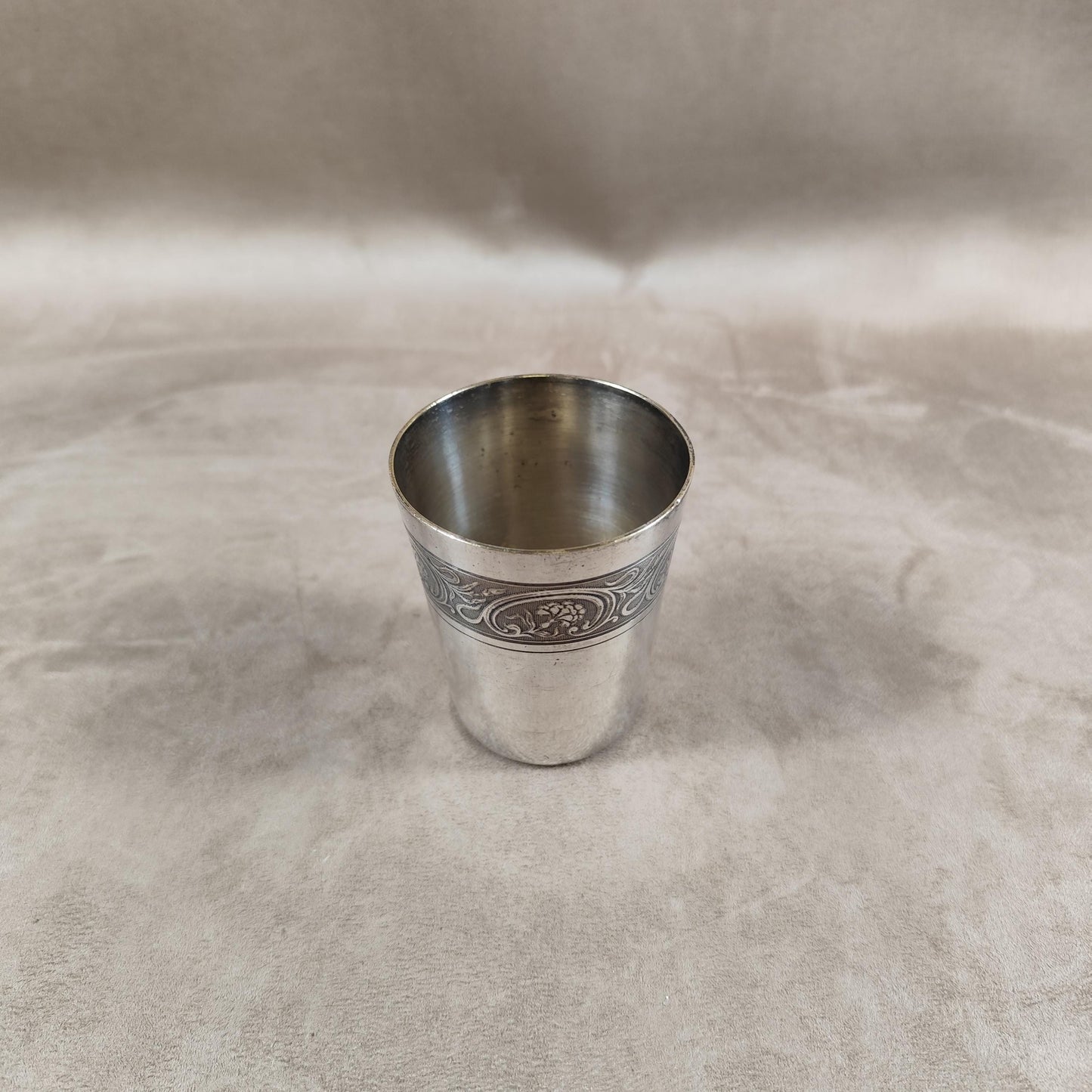 Timbale de baptême en métal argenté Poinçon d'orfèvre Made in France Vintage 1970
