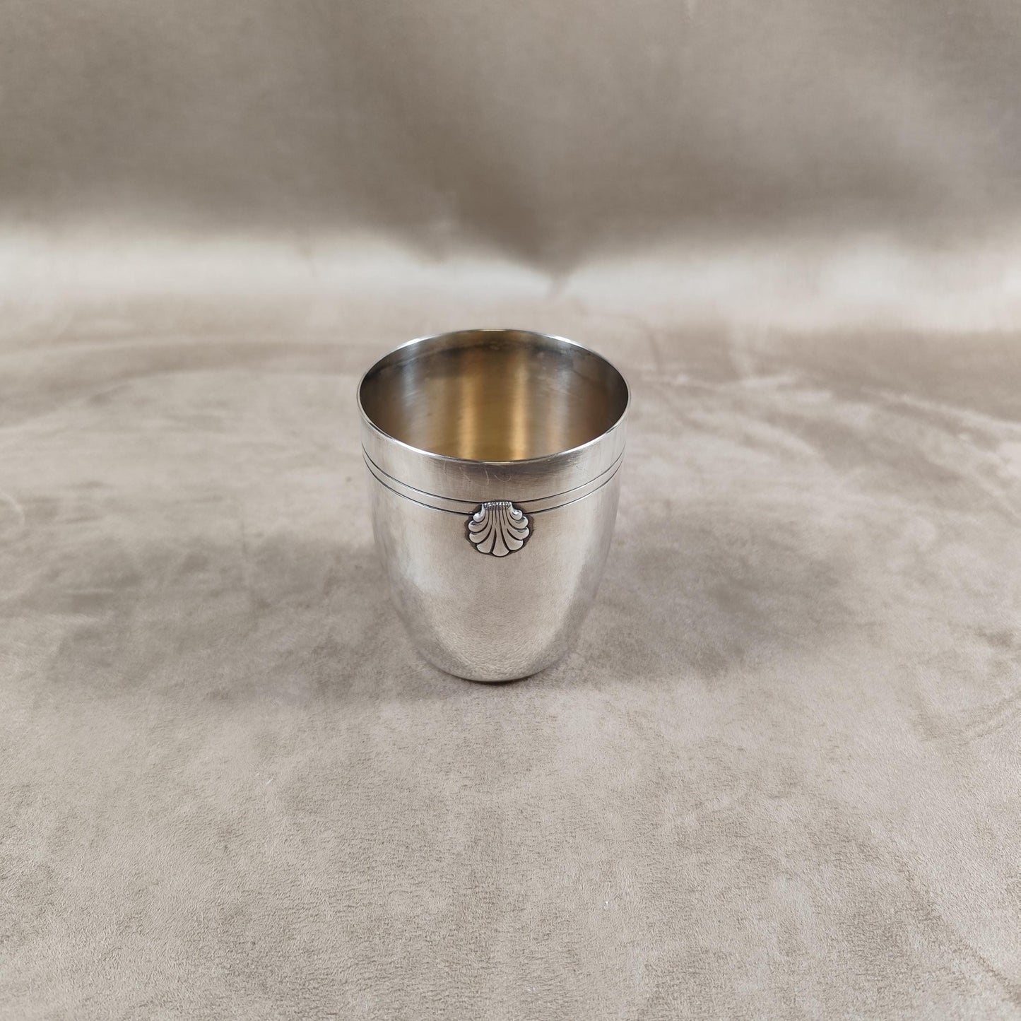Timbale de baptême en métal argenté Ercuis Made in France Vintage 1950