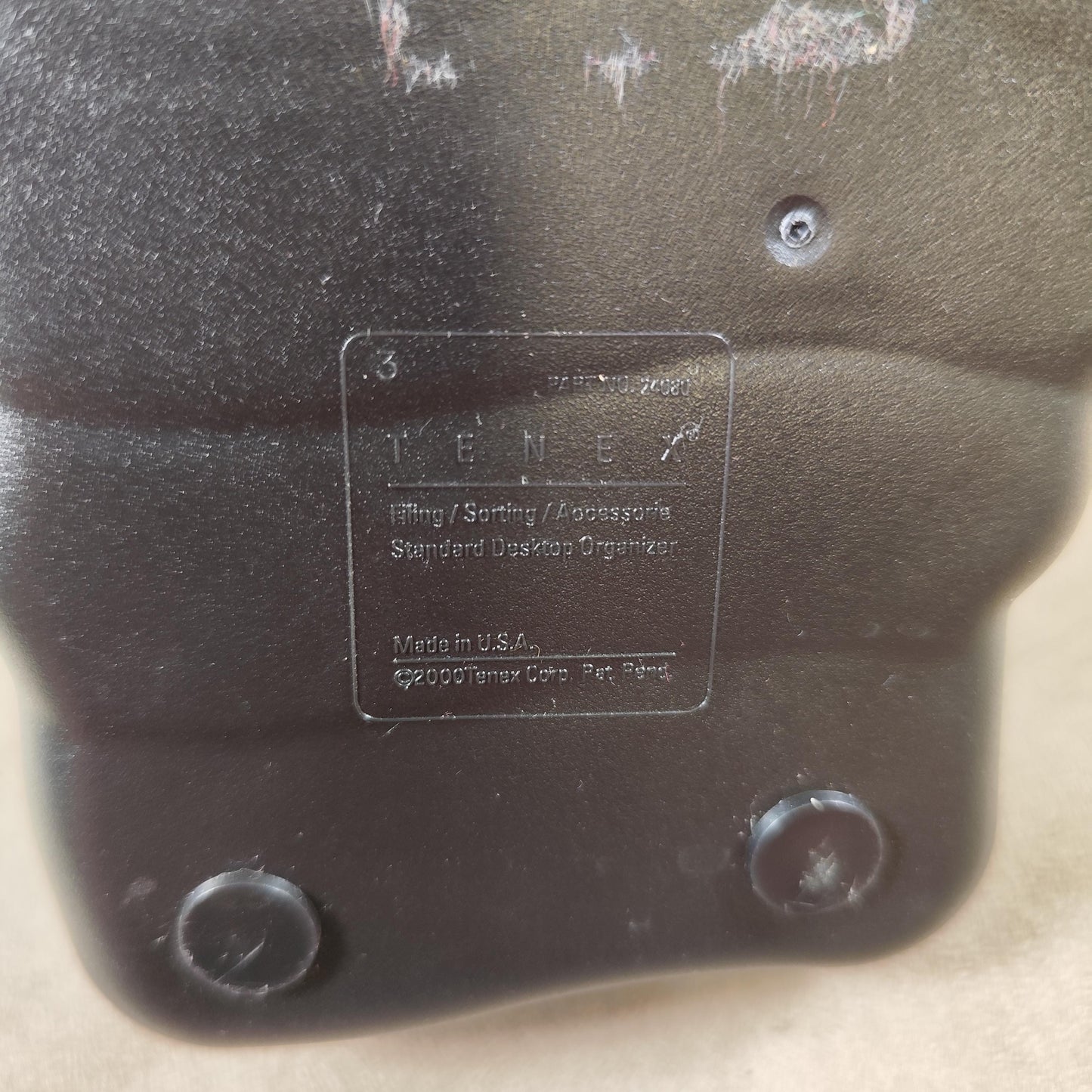 Organisateur de bureau TENEX en plastique noir Made in USA Vintage 2000