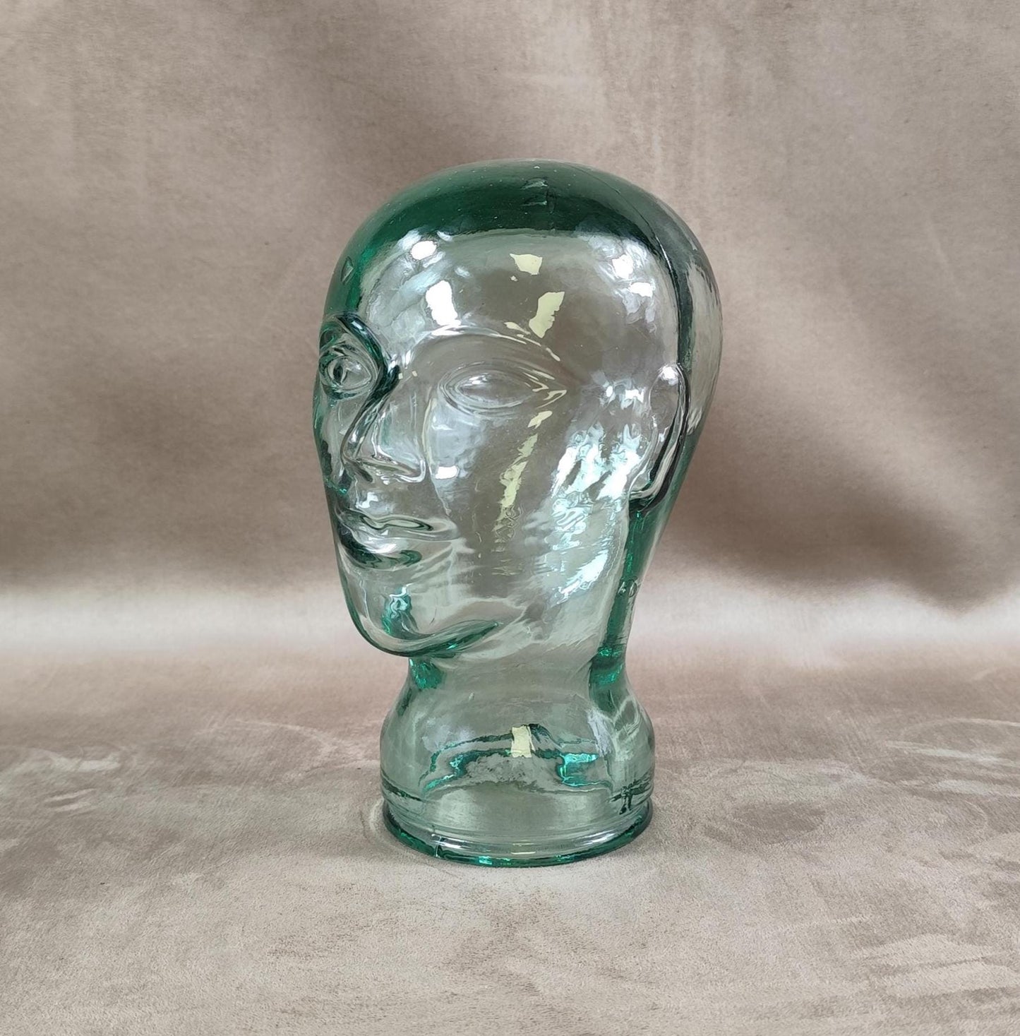 VERY RARE Tête Marotte Porte Chapeau en verre Made in France Vintage 1900