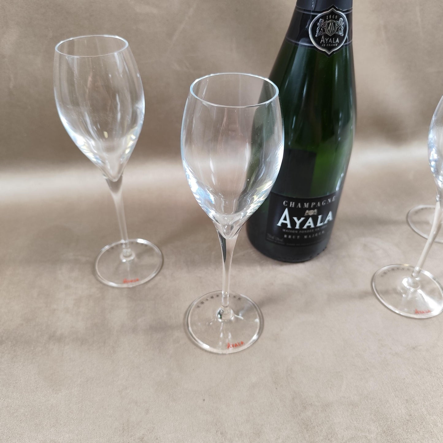 Lot de 4 Flûtes pour Champagne Ayala en cristal Made in France Vintage 1980
